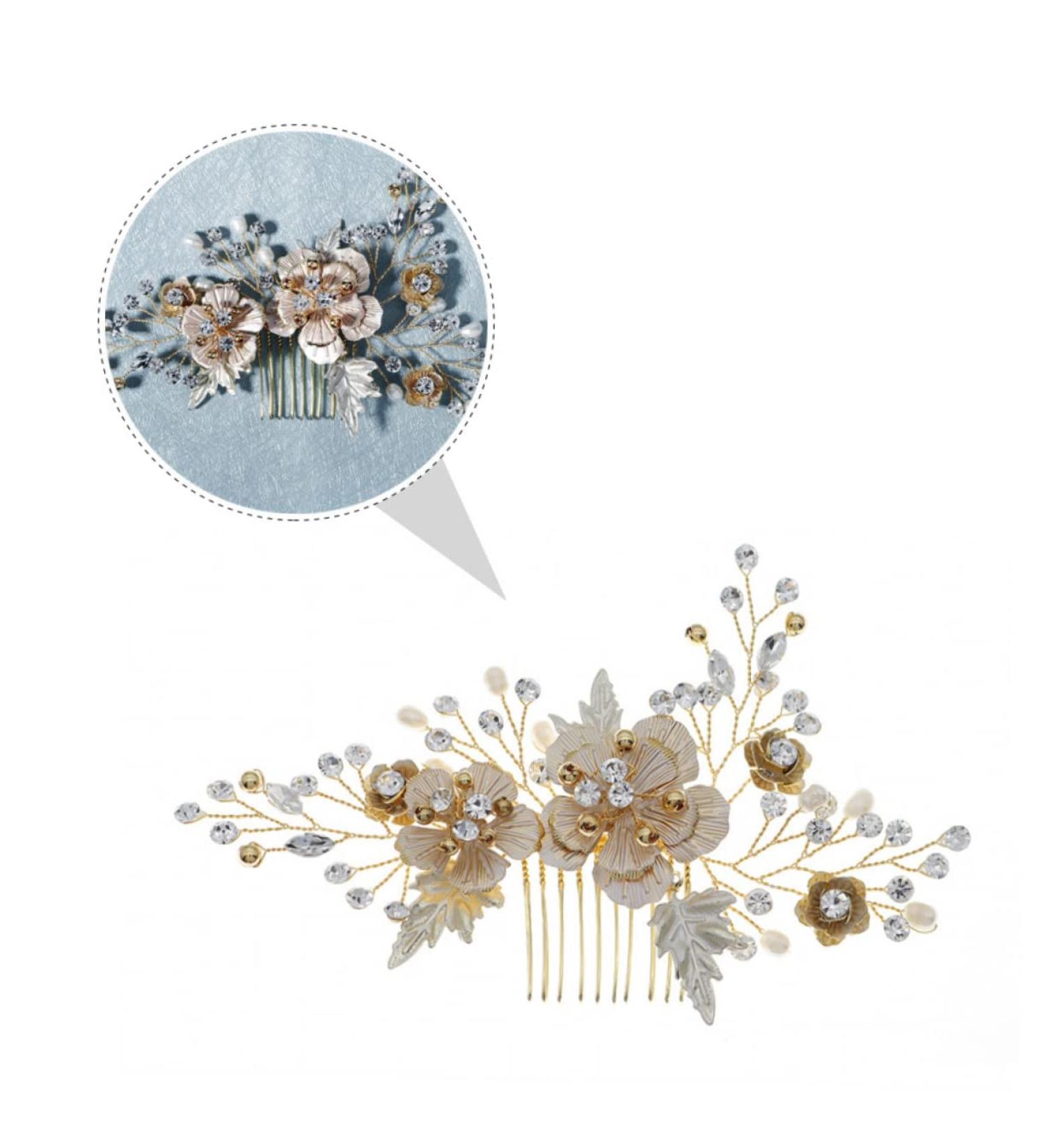 FRCOLOR 1pc comb wedding headpiece metal hairpin rhinestone hair pins weddings women decorative hairpi bridal hair slide women's hair clips Flower Shape Headwear decorate bride alloy pearl - Buy Online on GoSupps.com