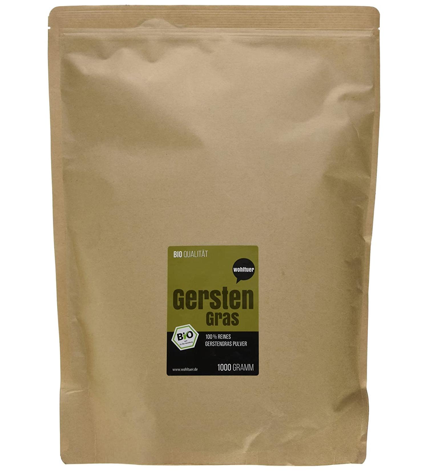 Wohltuer Organic Barley Grass Powder 1000g | Raw Food Quality | Bavarian Agriculture | International Shipping - Buy Online on GoSupps.com