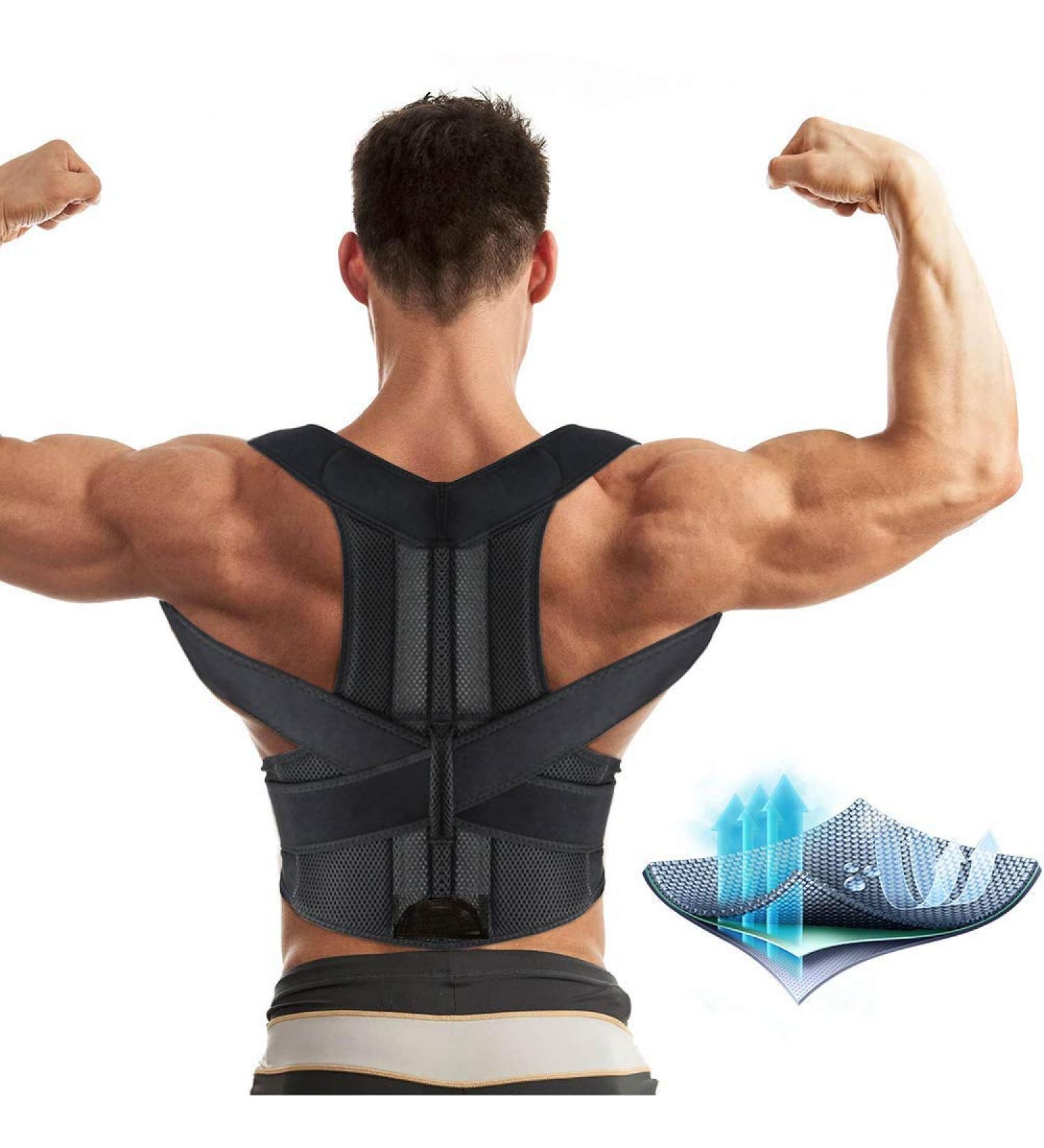Adjustable Posture Corrector Brace & Lumbar Support Band - XXL (Waist 43.3-49.2) for Back & Shoulder Relief - International Shipping Available - Buy Online on GoSupps.com