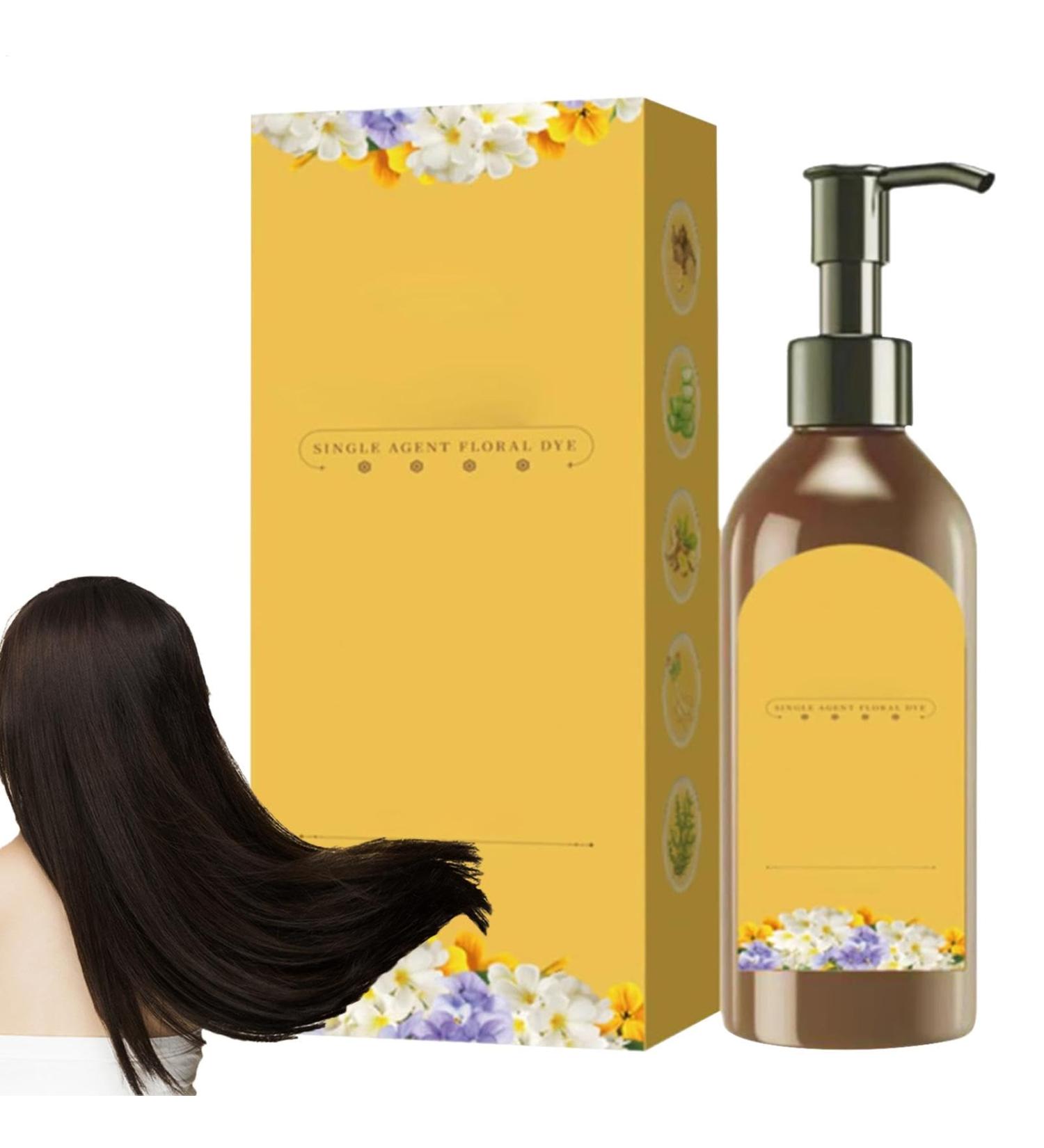 Xinhuju natural vegetable hair coloring shampoo Floral Single Dose Vegetable Dye Herbal Floral Shampoo Rapid Hair Color for Men Color Shampoo for Black Brown Color 1 Pack 1st Pack - Buy Online on GoSupps.com