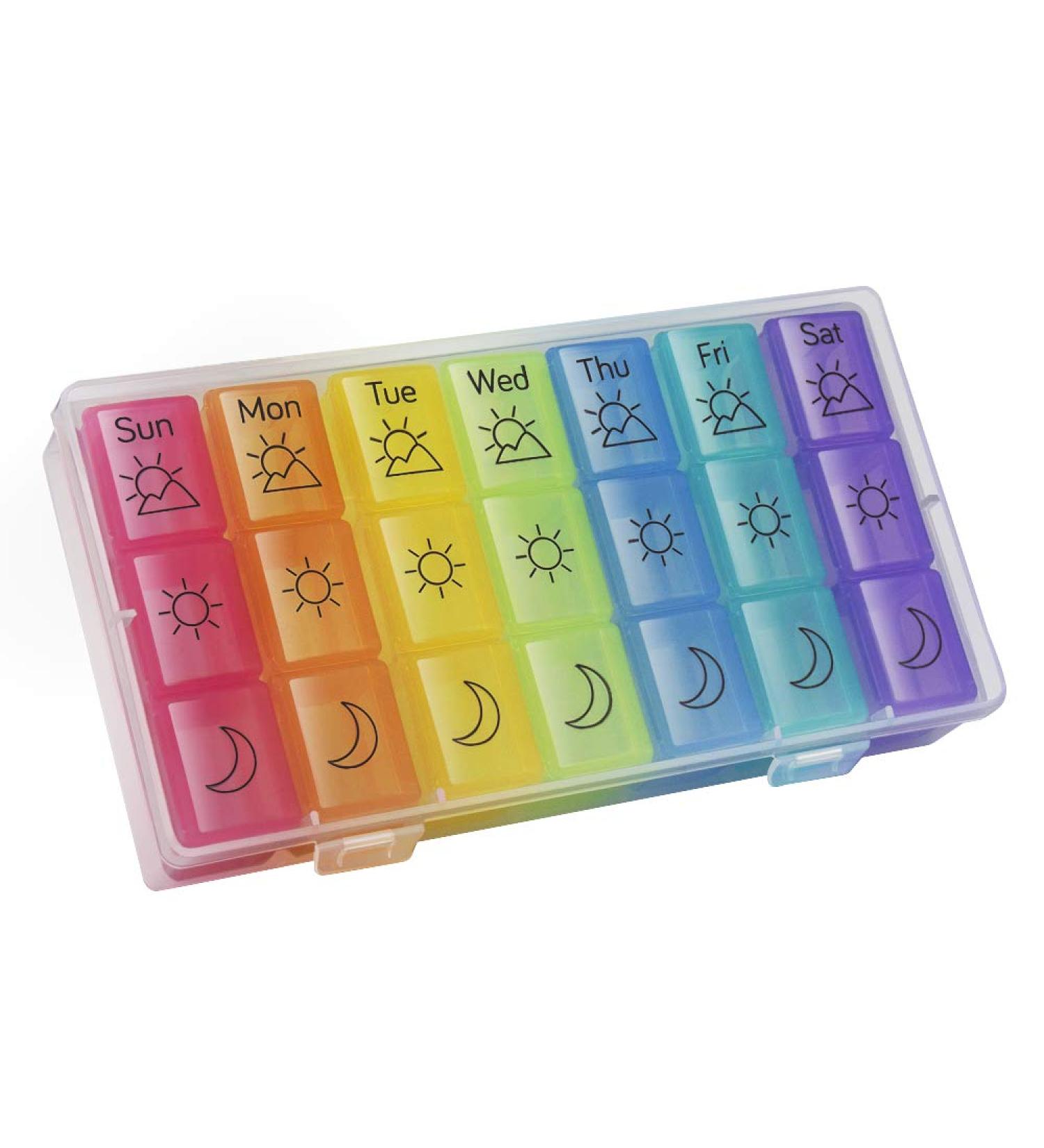3-Times-A-Day Weekly Pill Organizer with Large Compartments - Moisture-Proof 7 Day Pill Holder for Vitamins, Fish Oil, Meds - Portable Medication Reminder Container - Buy Online on GoSupps.com