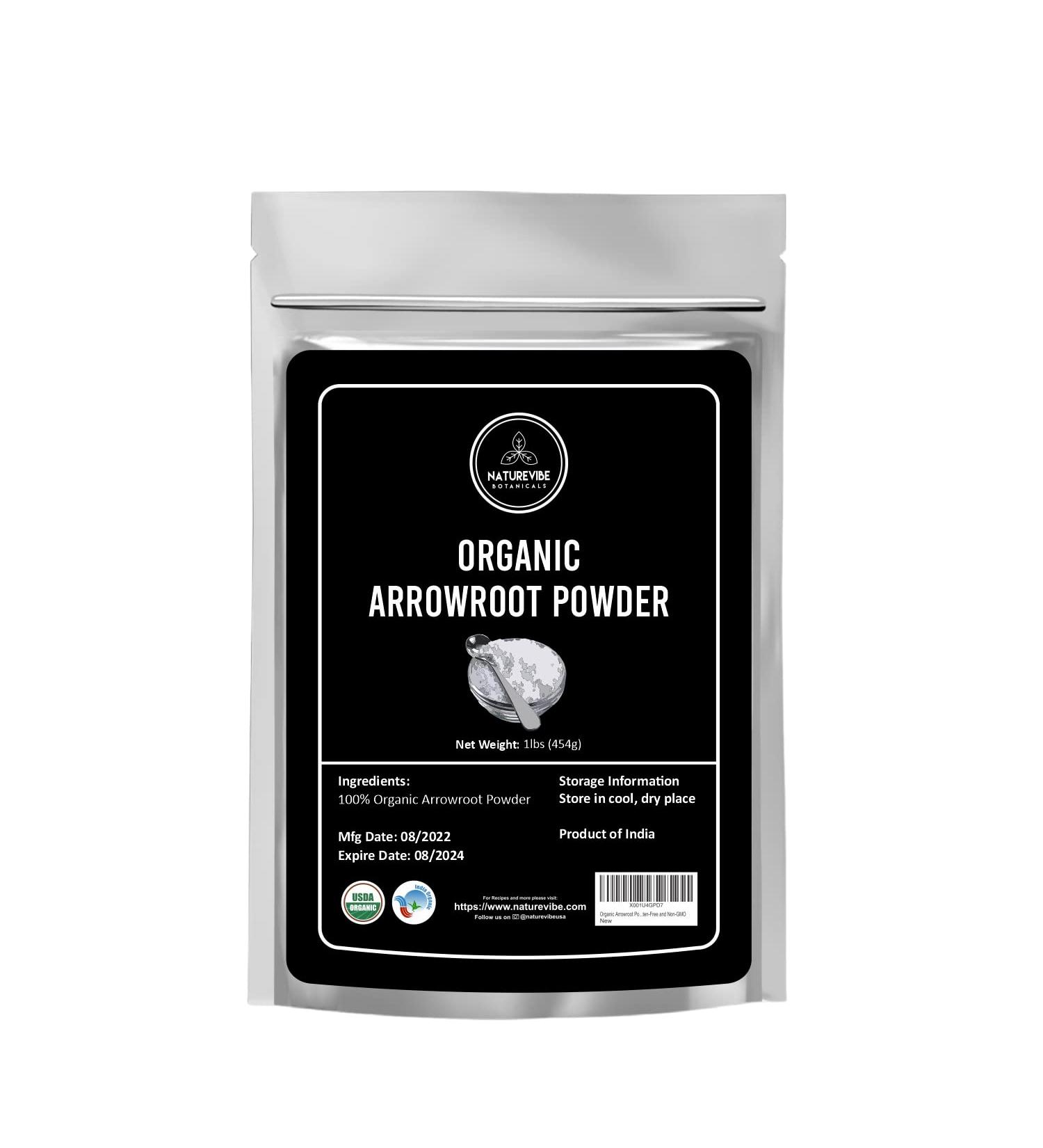 Naturevibe Botanicals Organic Arrowroot Powder 16oz | Gluten-Free Non-GMO Thickening Agent for Cooking & Baking - Manihot esculenta Starch | Packaging May Vary - 1lb - Buy Online on GoSupps.com