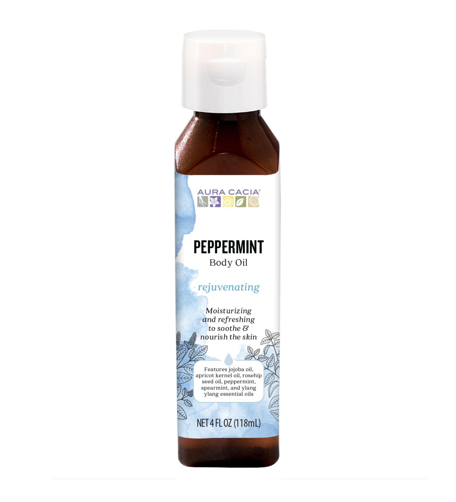 Buy Aura Cacia Peppermint Body Oil 4 fl. oz. - Pure Essential Oils for Relaxation & Refreshing Aromatherapy - International Shipping Available - Buy Online on GoSupps.com