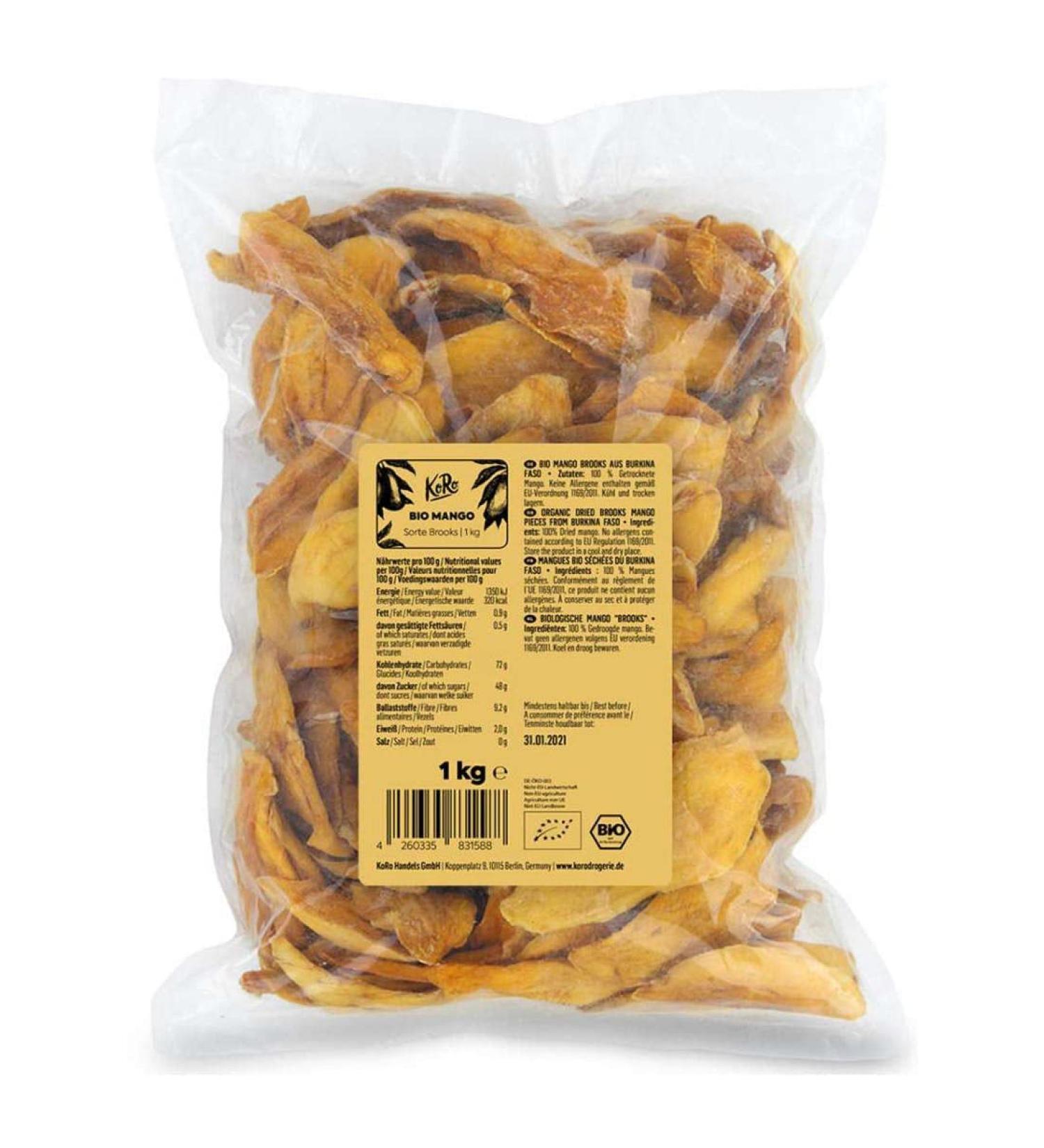 KoRo - Organic Brooks Dried Mango Slices 10 x 1 kg - Buy Online on GoSupps.com