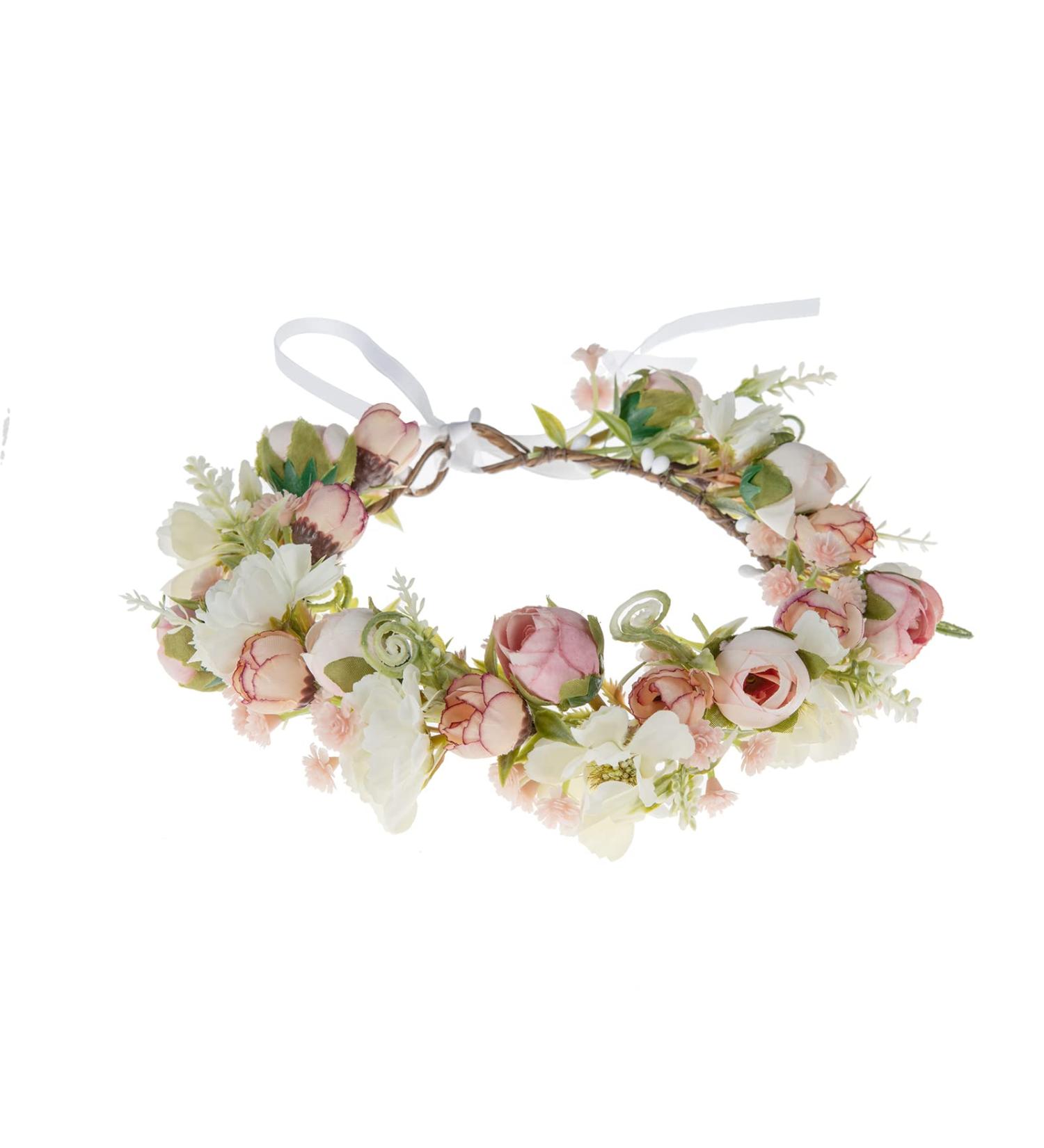 Vividsun Flower Crown Headband - Pink Camellia Wedding Photo Props - Buy Online on GoSupps.com