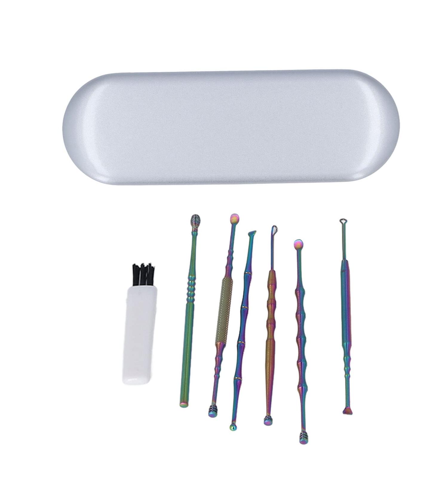 Qinlorgo Stainless Steel Ear Wax Remover Kit - Portable Case, Comfortable Handle, Fully Polished - For Home and Travel (Colorful) - Buy Online on GoSupps.com