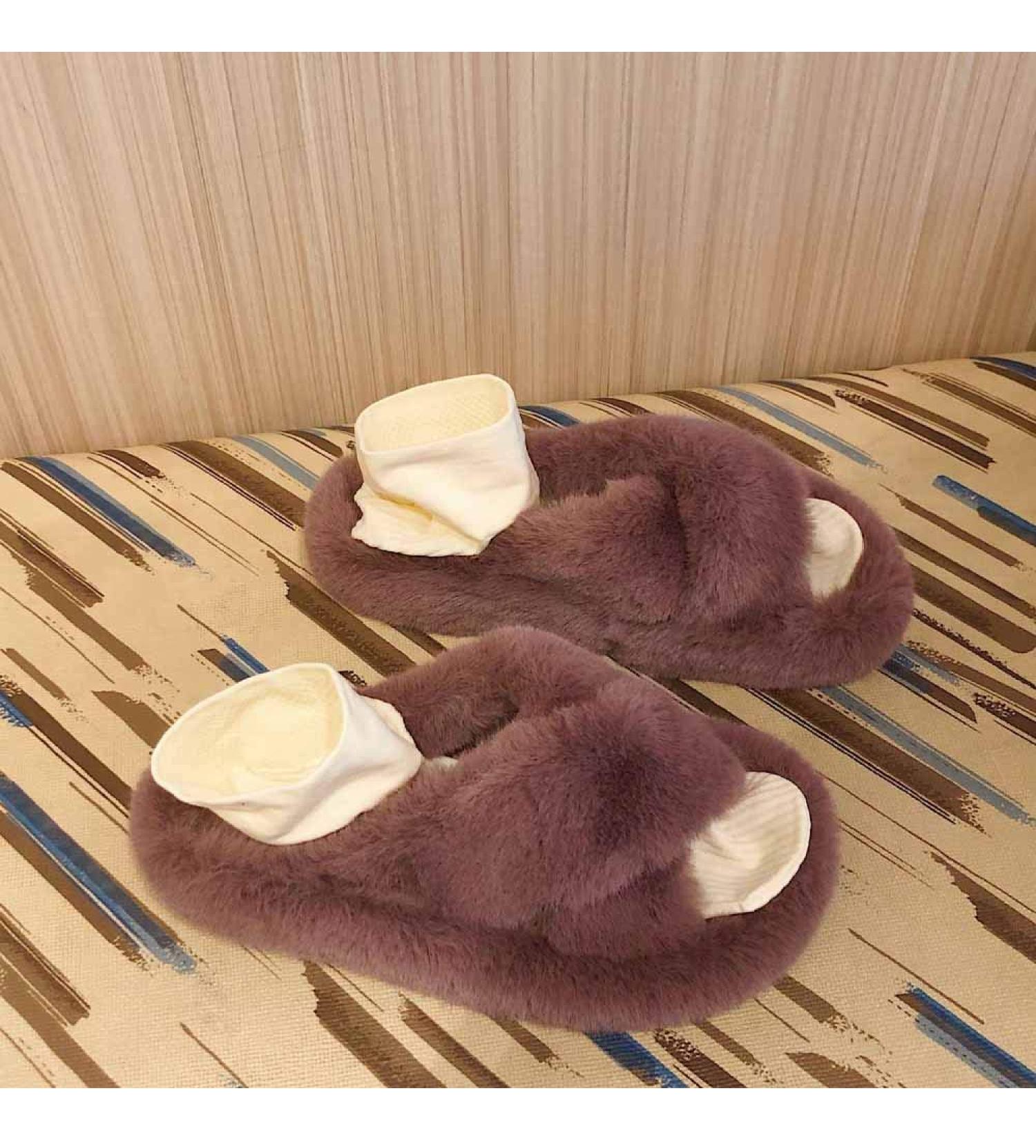 Womens Outdoor Slippers Plush Upper Composite Sole Fur Trim Slider Artificial Short Plush Super Fluffy Open Toe Flat Sandals Fluffy Furry Slippers for Indoor Outdoor Fashion Slippers (C 24CM) (B 24. B 24.5CM - Buy Online on GoSupps.com