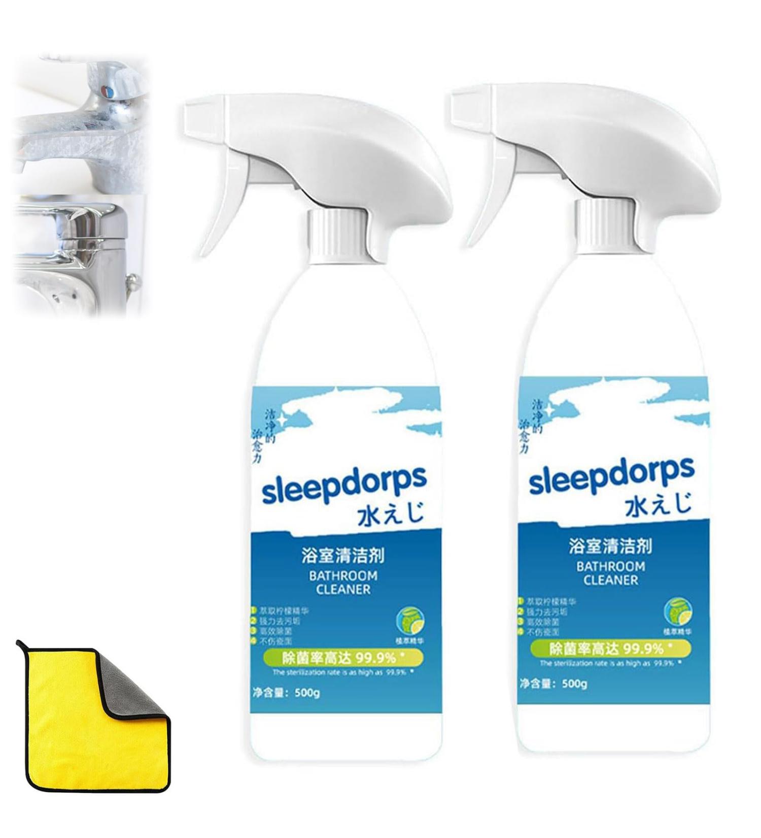 Sleepdrops Bathroom Cleaner Sleepdrops Glass Cleaner Sleepdrops All-Purpose Bathroom Descaler Spray (2pcs) - Buy Online on GoSupps.com