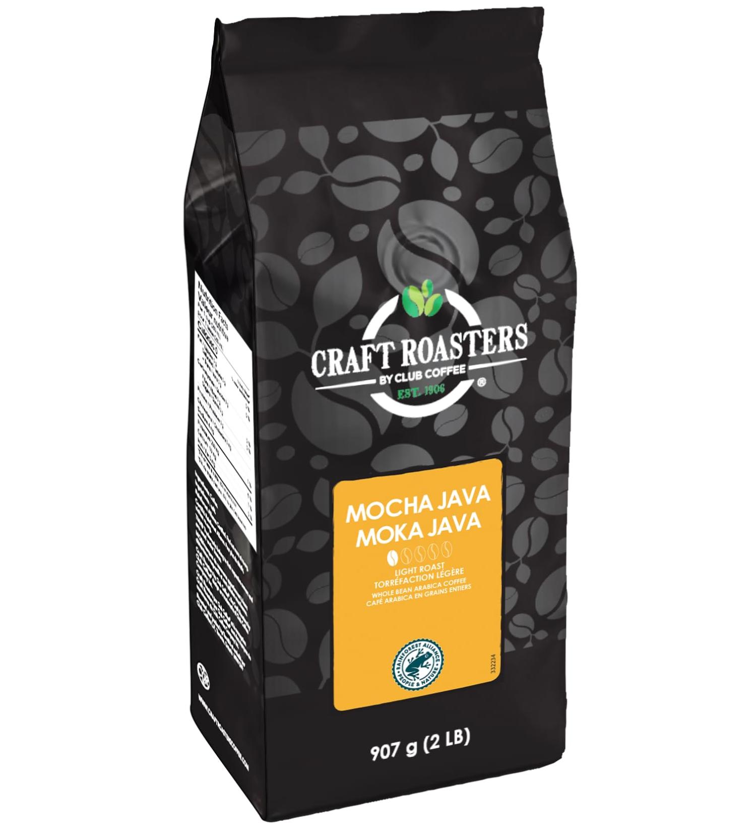Club Coffee Craft Roasters Mocha Java - Light Roast Whole Bean Coffee Rainforest Alliance Certified 2 Pound Bag Mocha Java - Light Roast 907 g (Pack of 1) - Buy Online on GoSupps.com