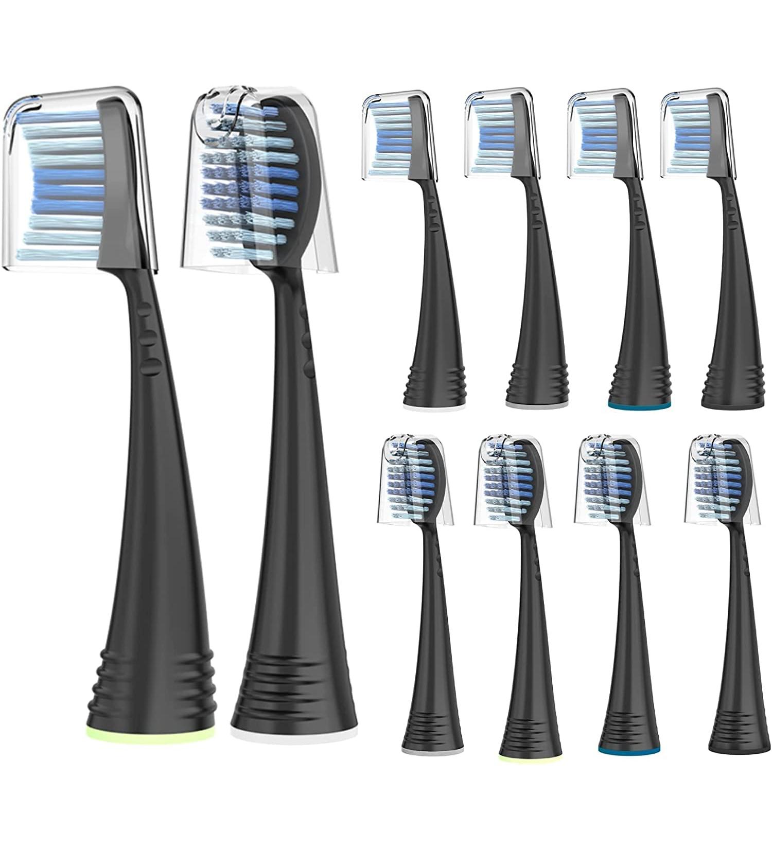 10 Count Replacement Toothbrush Heads with Covers for AquaSonic Electric Toothbrush - Buy Online on GoSupps.com