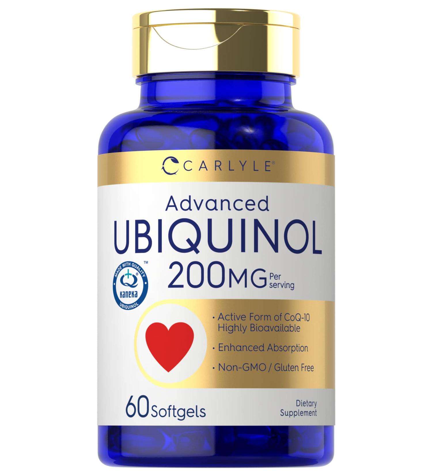 Carlyle Ubiquinol 200mg - Highly Bioavailable CoQ10 Supplement | Non-GMO Gluten Free | 60 Softgels - International Shipping Available - Buy Online on GoSupps.com