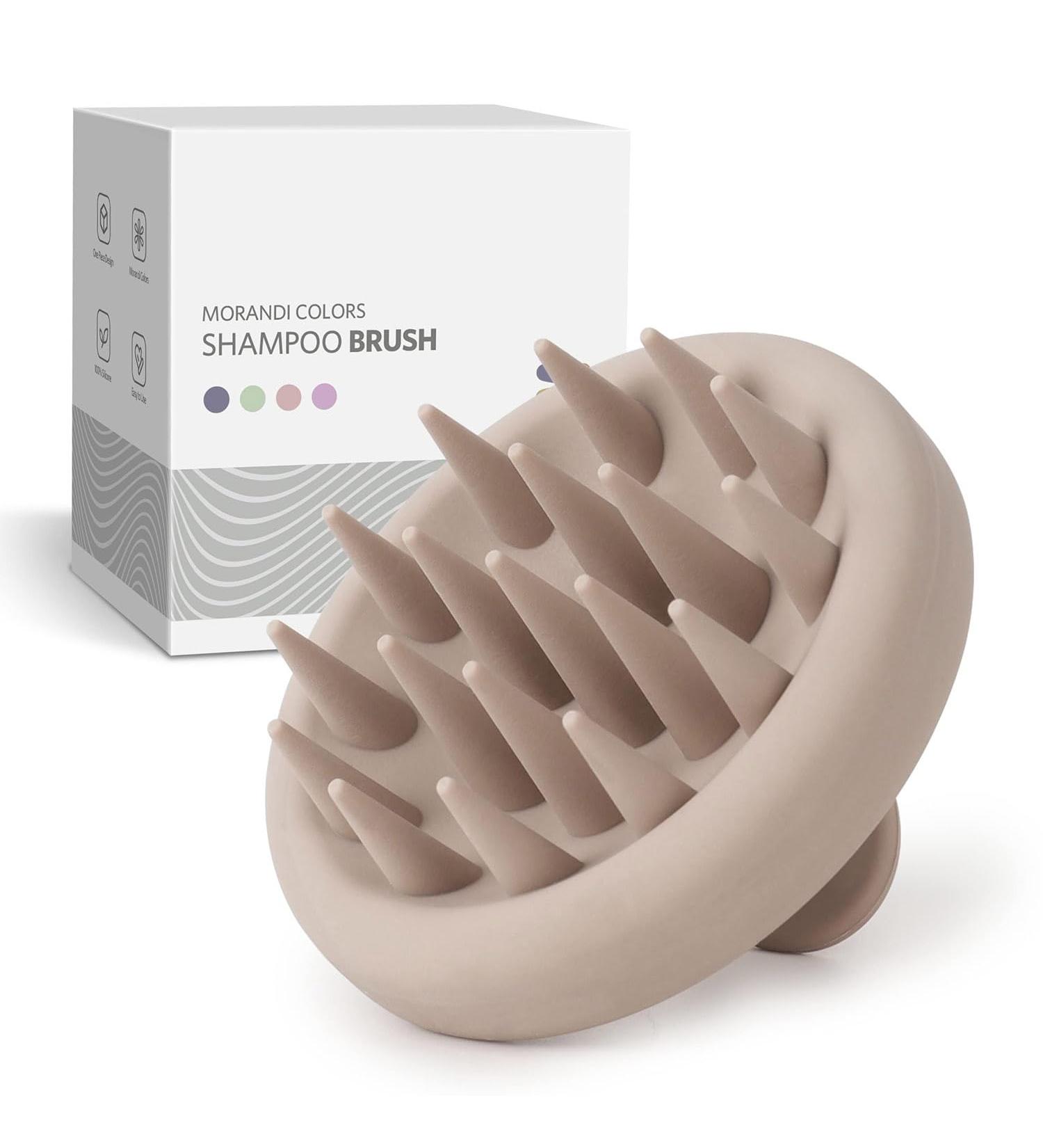 ZMCLG Silicone Scalp Massage Brush - Peeling Head Massage & Hair Growth Stimulator | Wet & Dry Shampoo Brush in Beige - Buy Online on GoSupps.com