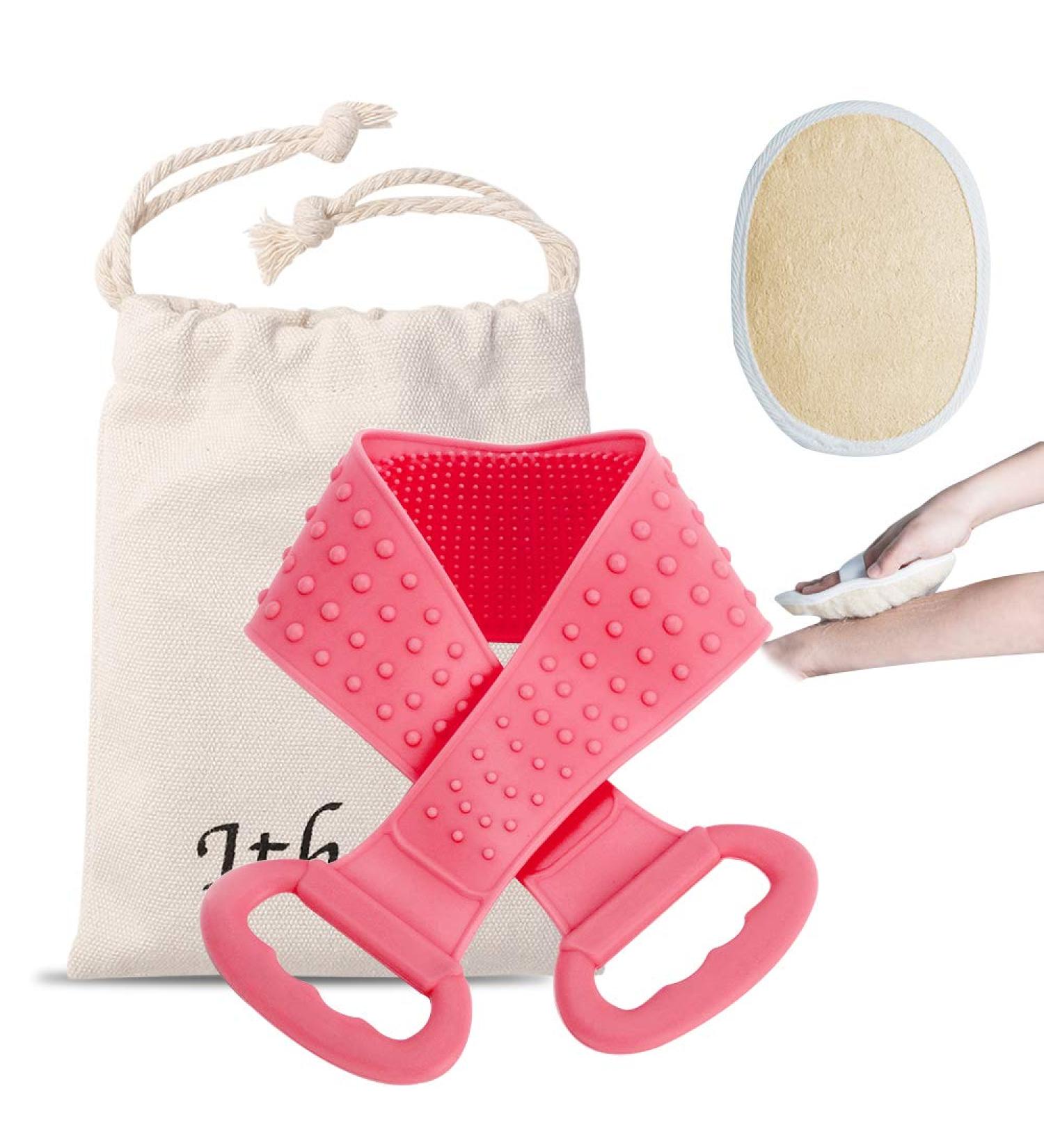 Ithyes Silicone Bath Base Brush - Soft Double-Sided Back Scrubber Eco-Friendly Peeling Luffa Pad for Comfortable Shower Massage (Pink) - Buy Online on GoSupps.com