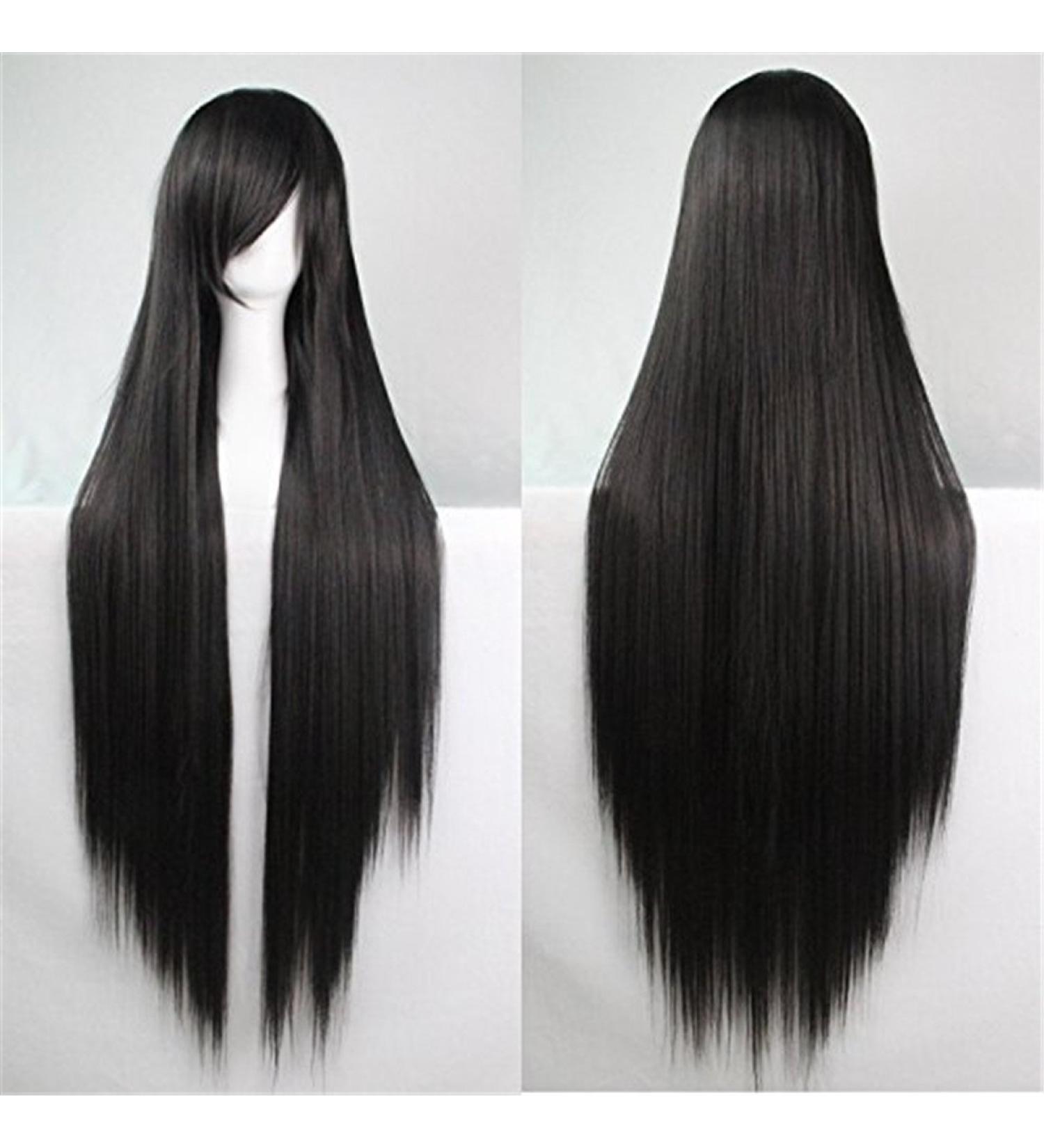 Chiguo 80cm Long Synthetic Wig for Women - Black Blonde Brown Red and White - Perfect for Cosplay Halloween & Carnivals | Includes Free Wig Cap & Hair Clip - Buy Online on GoSupps.com