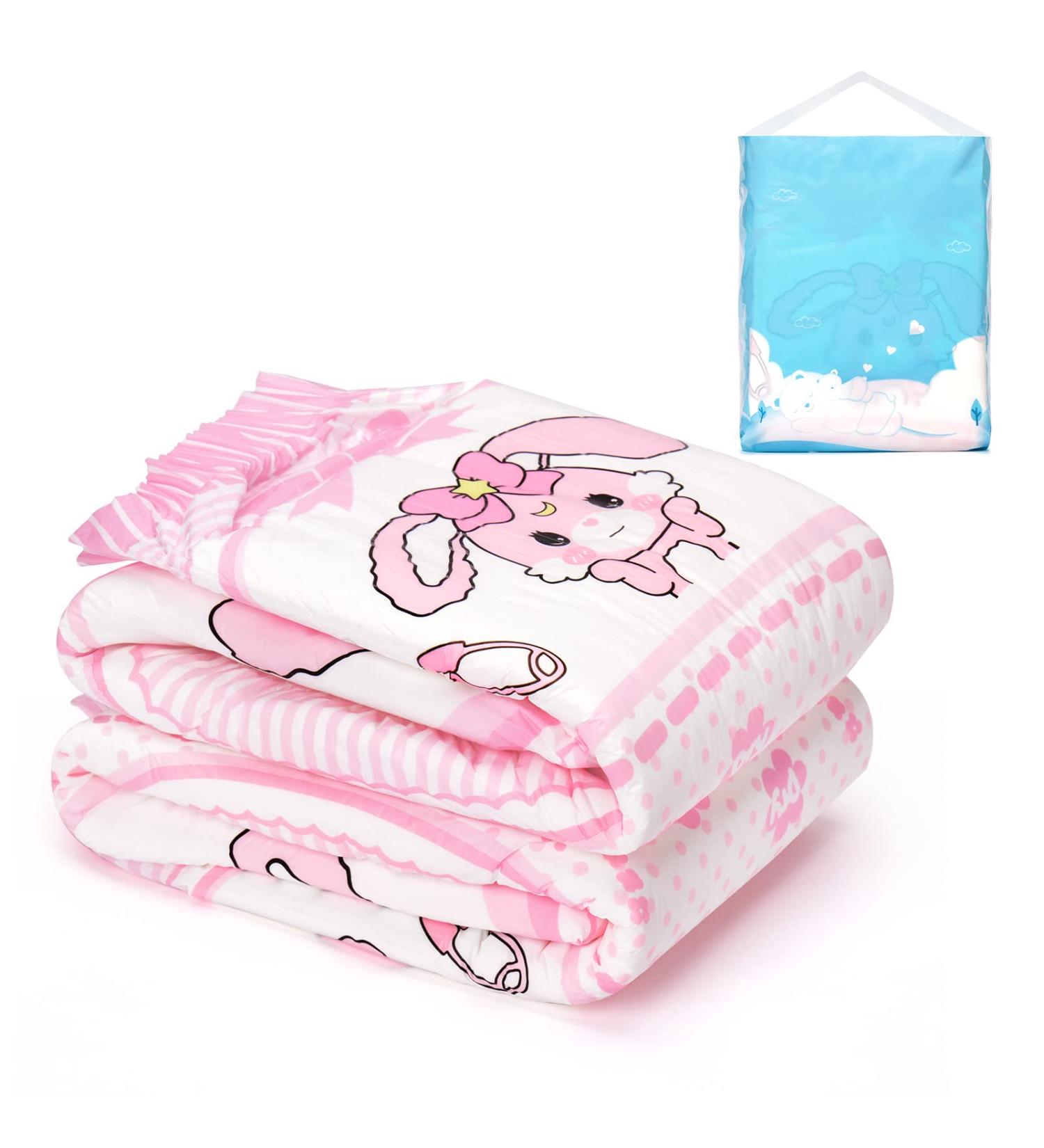LittleForbig Adult Printed Diaper 2-Pack - Baby Usagi Pink