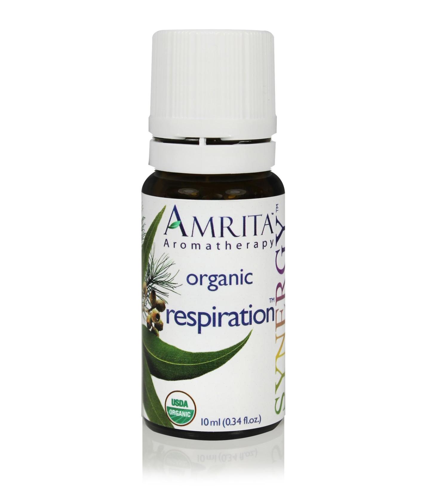 Respiration Synergy Essential Oil Blend - USDA Certified Organic Essential Oil Blend of Sweet Eucalyptus Globulus Siberian Fir & Niaouli - Pure & Undiluted -Size: 10ML Eucalyptus 0.34 Fl Oz (Pack of 1)