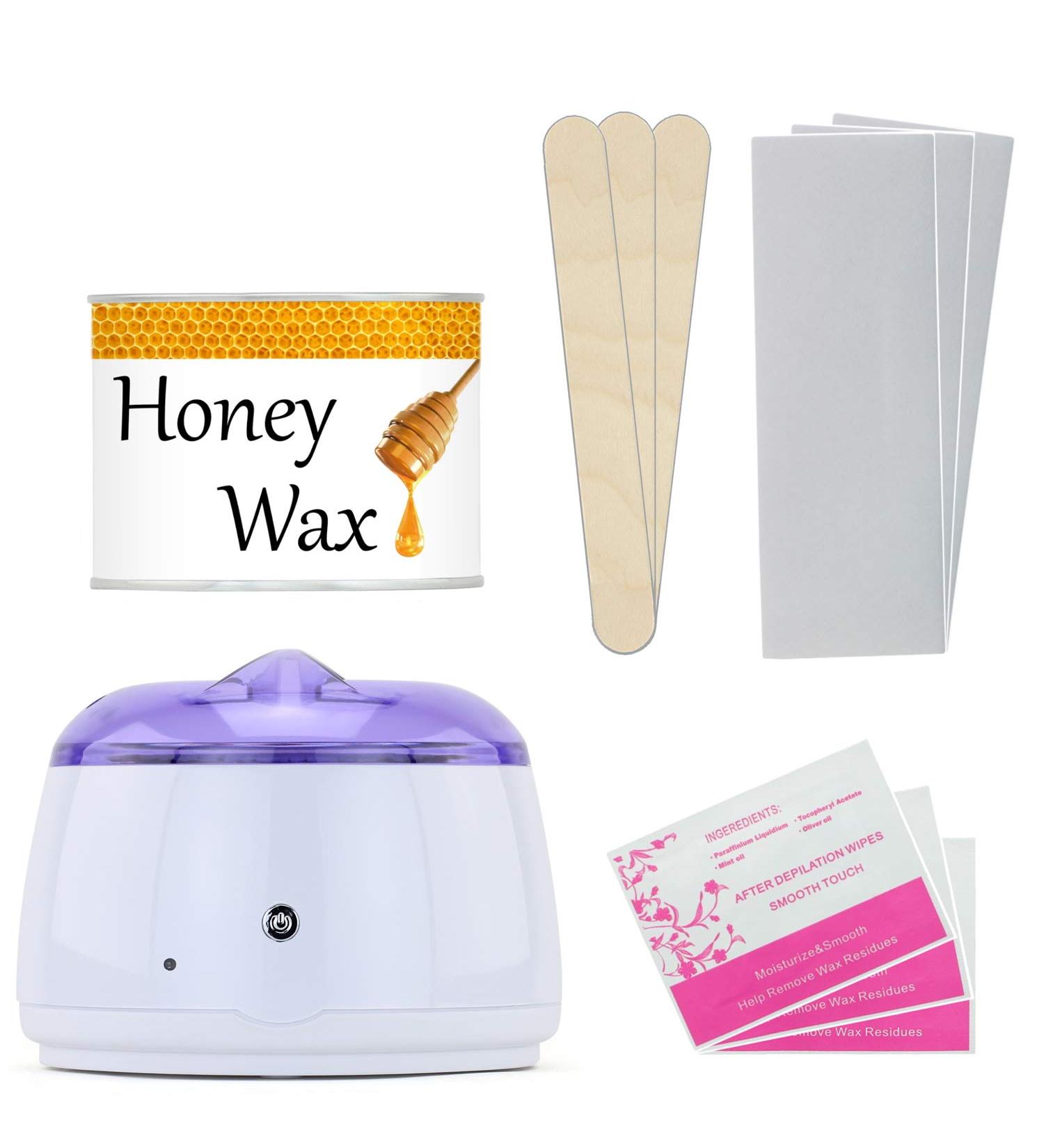 Exuby Wax Warmer Kit for Hair Removal - Includes 1lb Honey Hard Wax, 50 Strips, 10 Sticks & Remover Wipes - ATC, Hard Wax Superior to Wax Beans - Buy Online on GoSupps.com