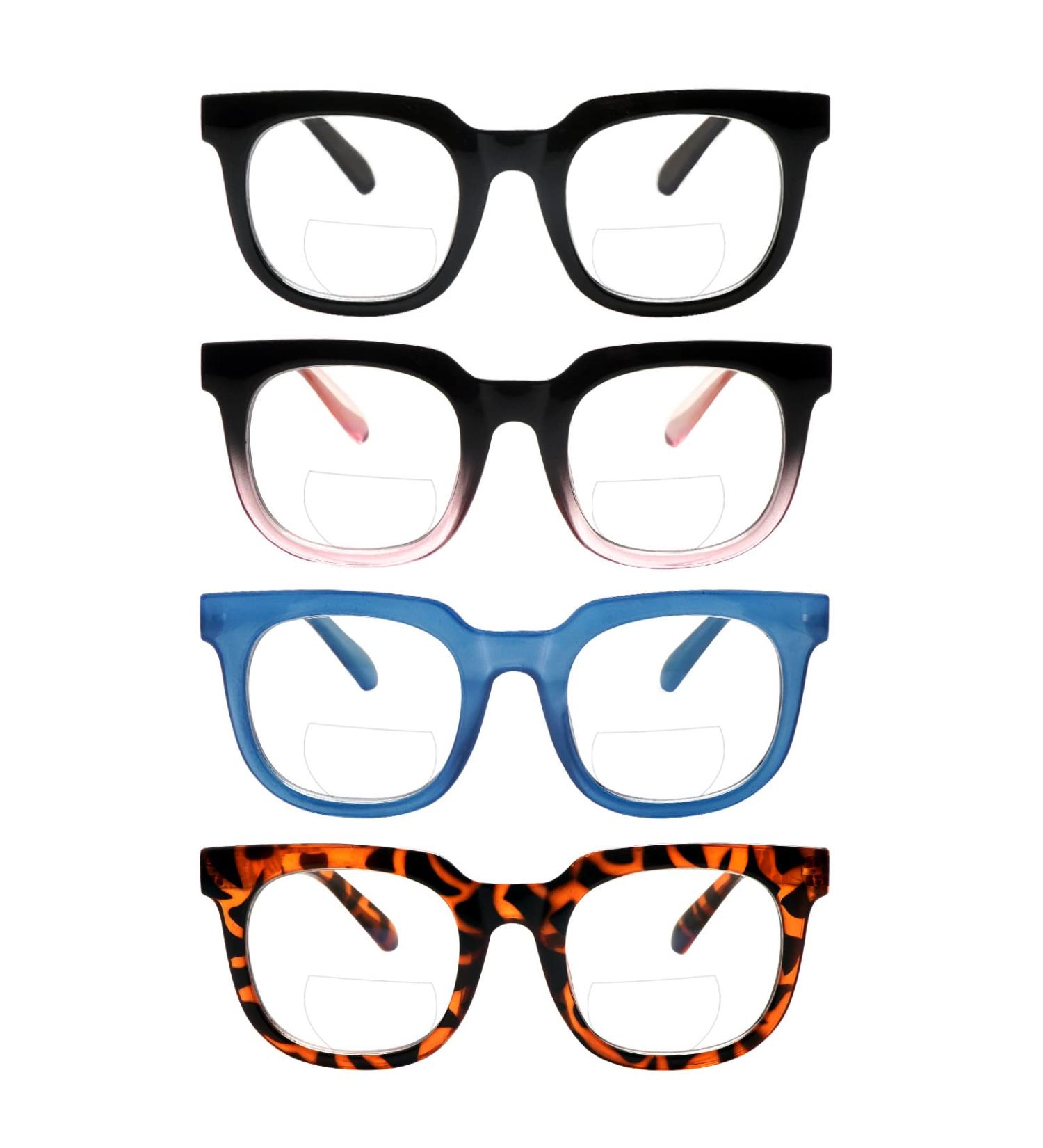 SIGVAN 4 Pack Bifocal Reading Glasses for Women - Blue Light Blocking Square Eyeglasses with Spring Hinges - Computer Readers (1.0x) - International Shipping Available - Buy Online on GoSupps.com