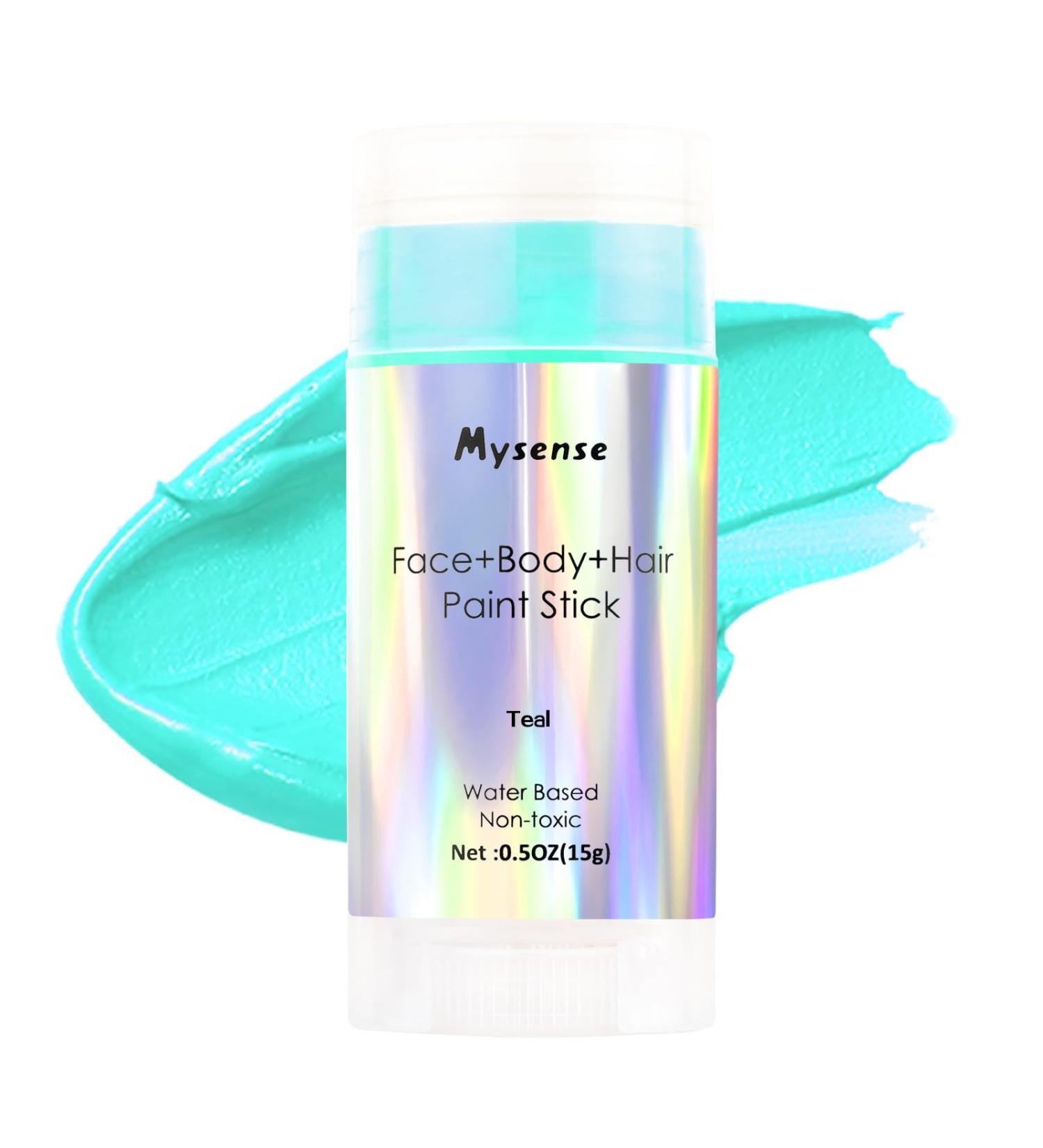 Mysense Teal Face Body Hair Paint Stick 0.5oz - Non-toxic Washable Temporary Paint for Halloween & Cosplay - Buy Online on GoSupps.com