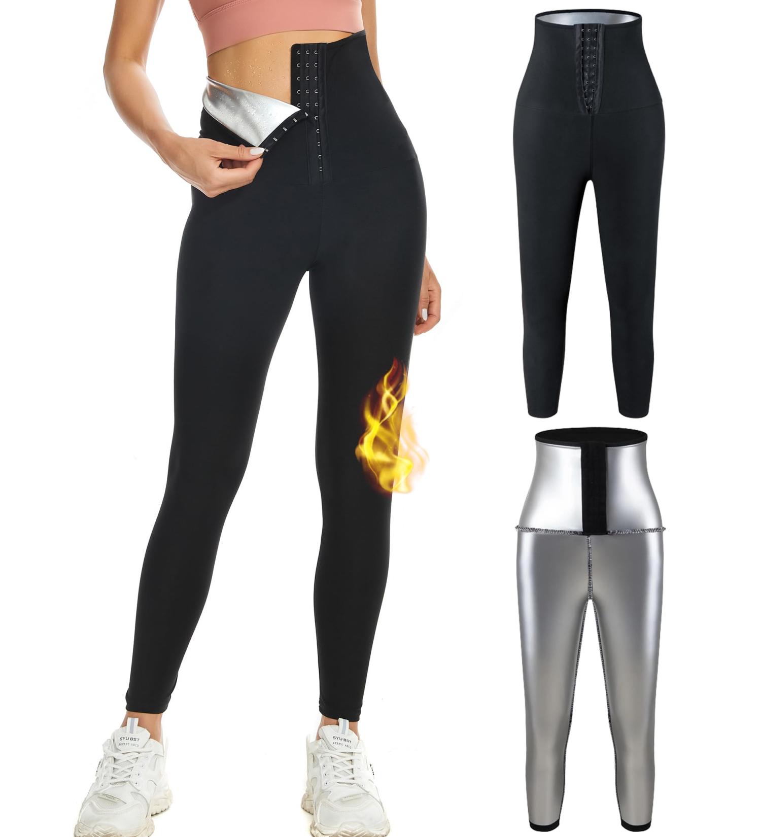 Melliex High Waist Sauna Pants - Weight Loss Sweat Leggings | Body Shaper for Fitness Gym & Yoga (XXL) - Buy Online on GoSupps.com