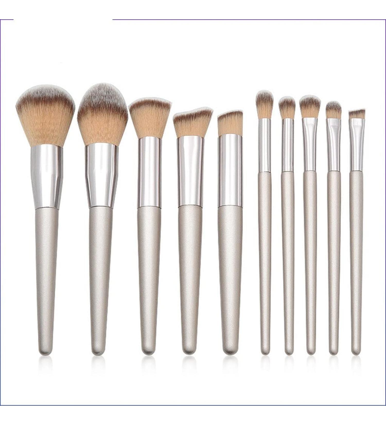 10 Cone Wooden Handle Makeup Brush Set | Premium Powder & Eye Makeup Tools for Flawless Application - International Shipping Available - Buy Online on GoSupps.com
