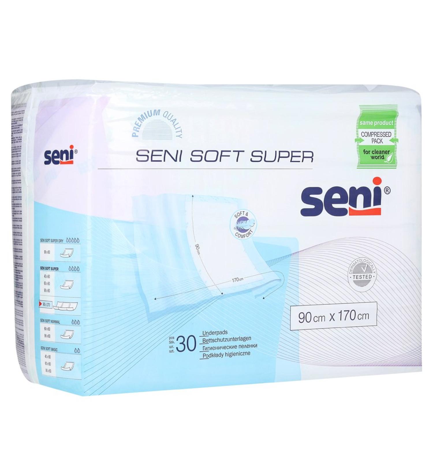 Seni Soft Super Medical Pads 90x170 cm | 1 Box (2 x 30 Pieces) - Best International Shipping eCommerce - Buy Online on GoSupps.com
