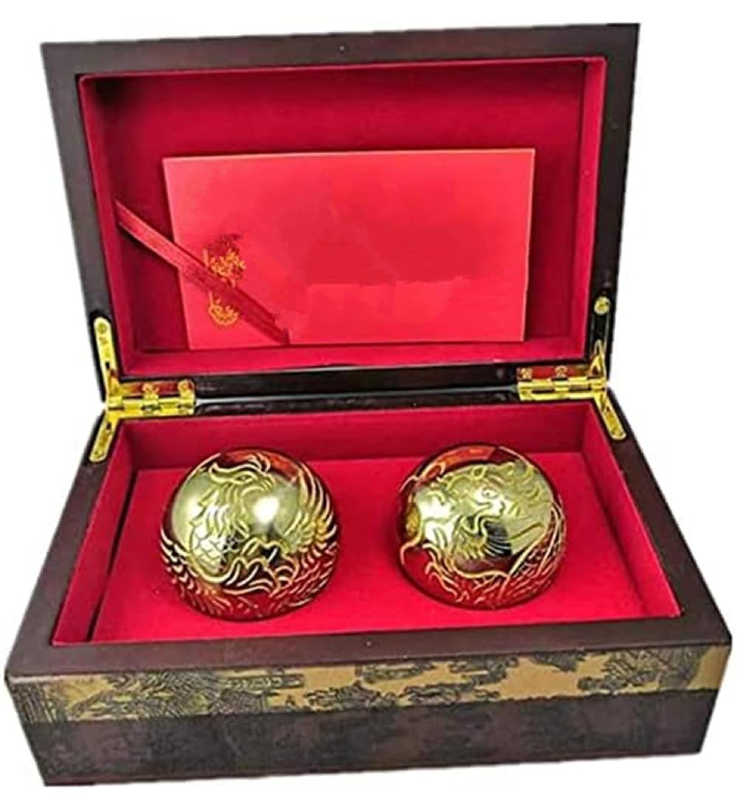 Umiup Adult Stress Ball - Chinese Style Pure Copper Hand-Carved Dragon & Phoenix Meditation Ball for Health & Decompression - Buy Online on GoSupps.com