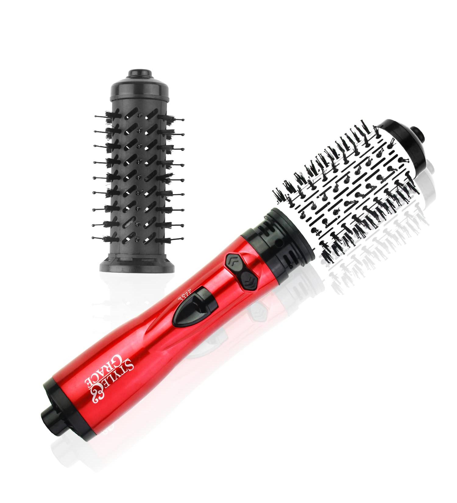 Hot Air Brush Styler & Dryer - 2-in-1 Rotating Hair Curler for Salon-Quality Curls at Home - Stylish Red Design - Buy Online on GoSupps.com