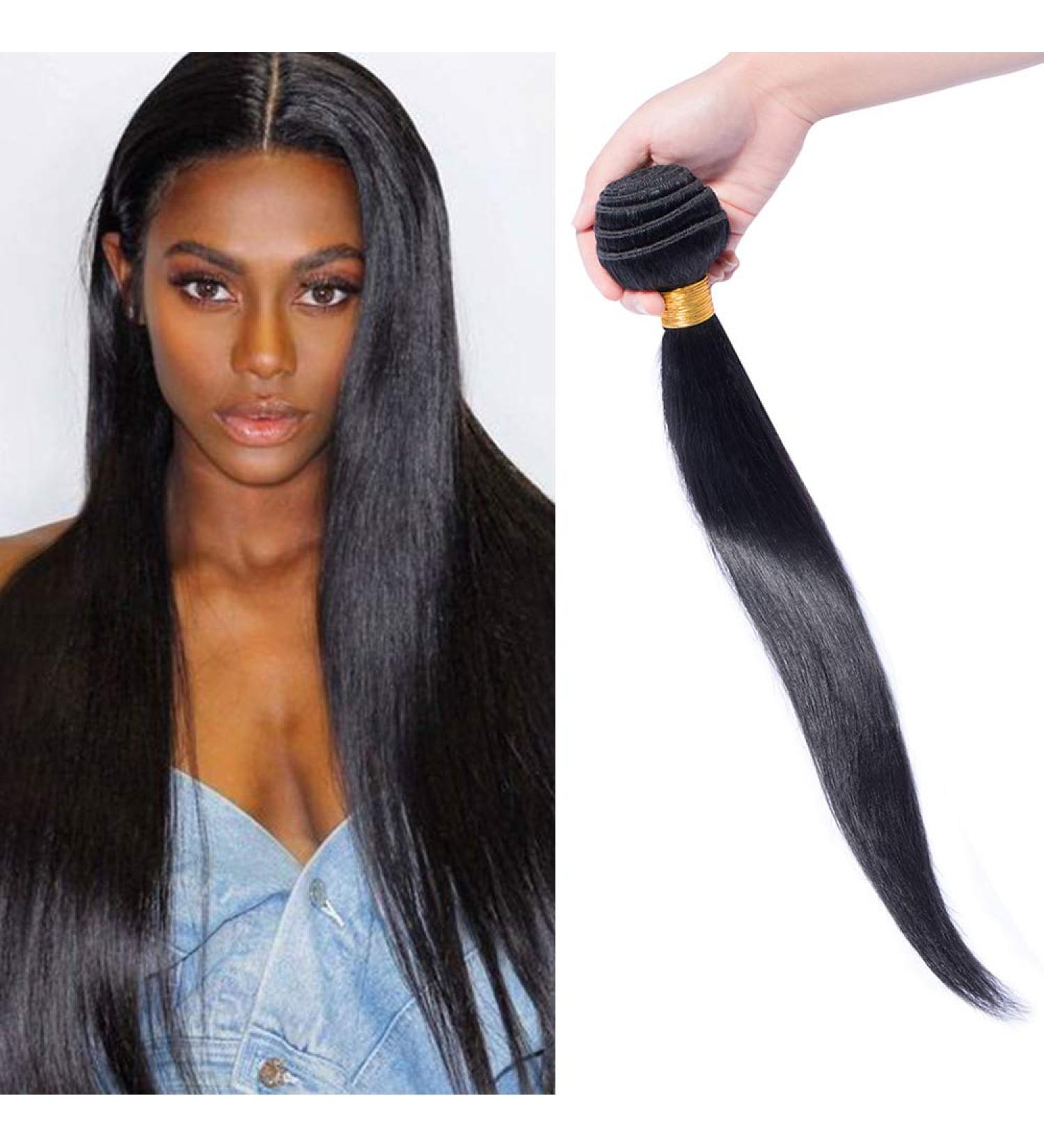 Elailite 7A Virgin Brazilian Human Hair Wefts - Sew-in Hair Bundles Extensions 20 Straight #1B Natural Black - Buy Online on GoSupps.com