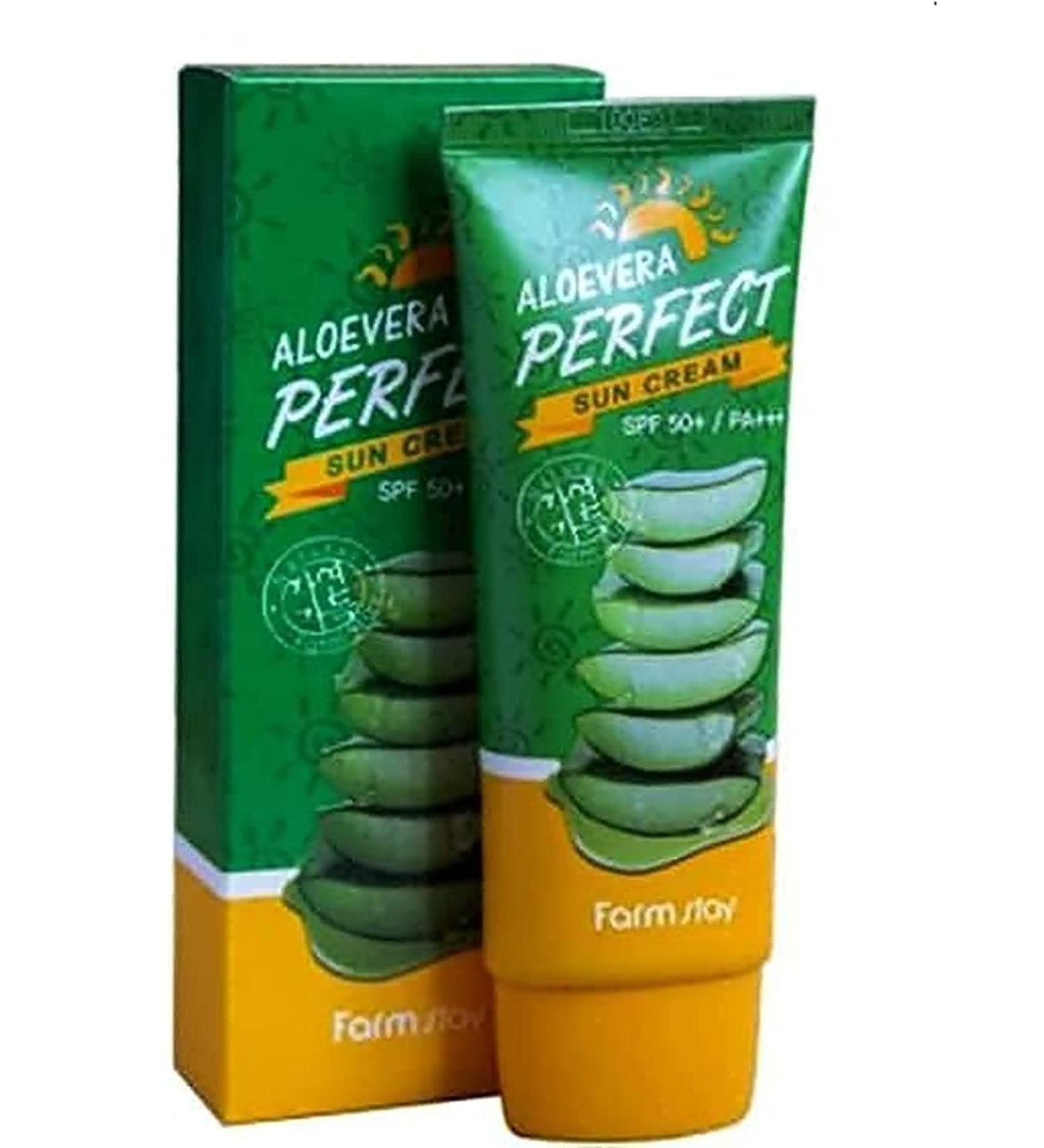 Farm Stay Aloe Vera Sun Cream SPF 50+ PA+++ 2.46oz - Ultimate Sun Protection - Buy Online on GoSupps.com