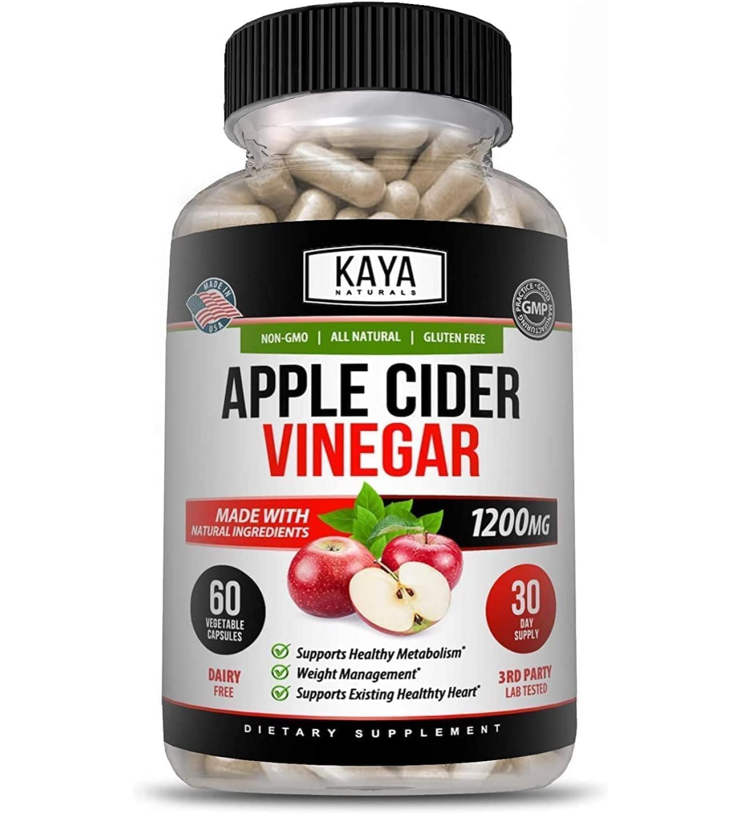 Kaya Naturals Apple Cider Vinegar Pills - Digestion Cleanse Supplement - 60 Count, Non-GMO & Gluten Free - Natural Detox Formula - Buy Online on GoSupps.com