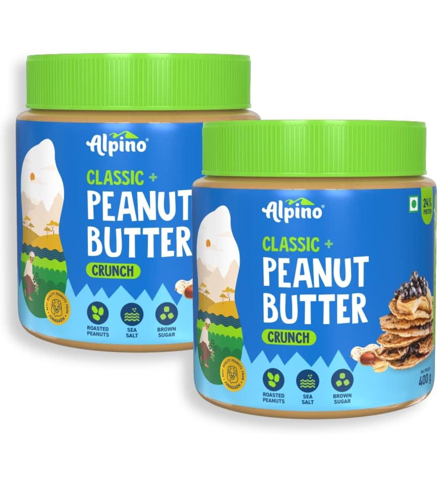 ALPI NO Classic Peanut Butter Crunch 800g - Roasted Peanuts Brown Sugar & Sea Salt - 24g Protein non-GMO Gluten Free Vegan Plant Based Peanut Butter Crunchy 400g Pack of 2 - Buy Online on GoSupps.com