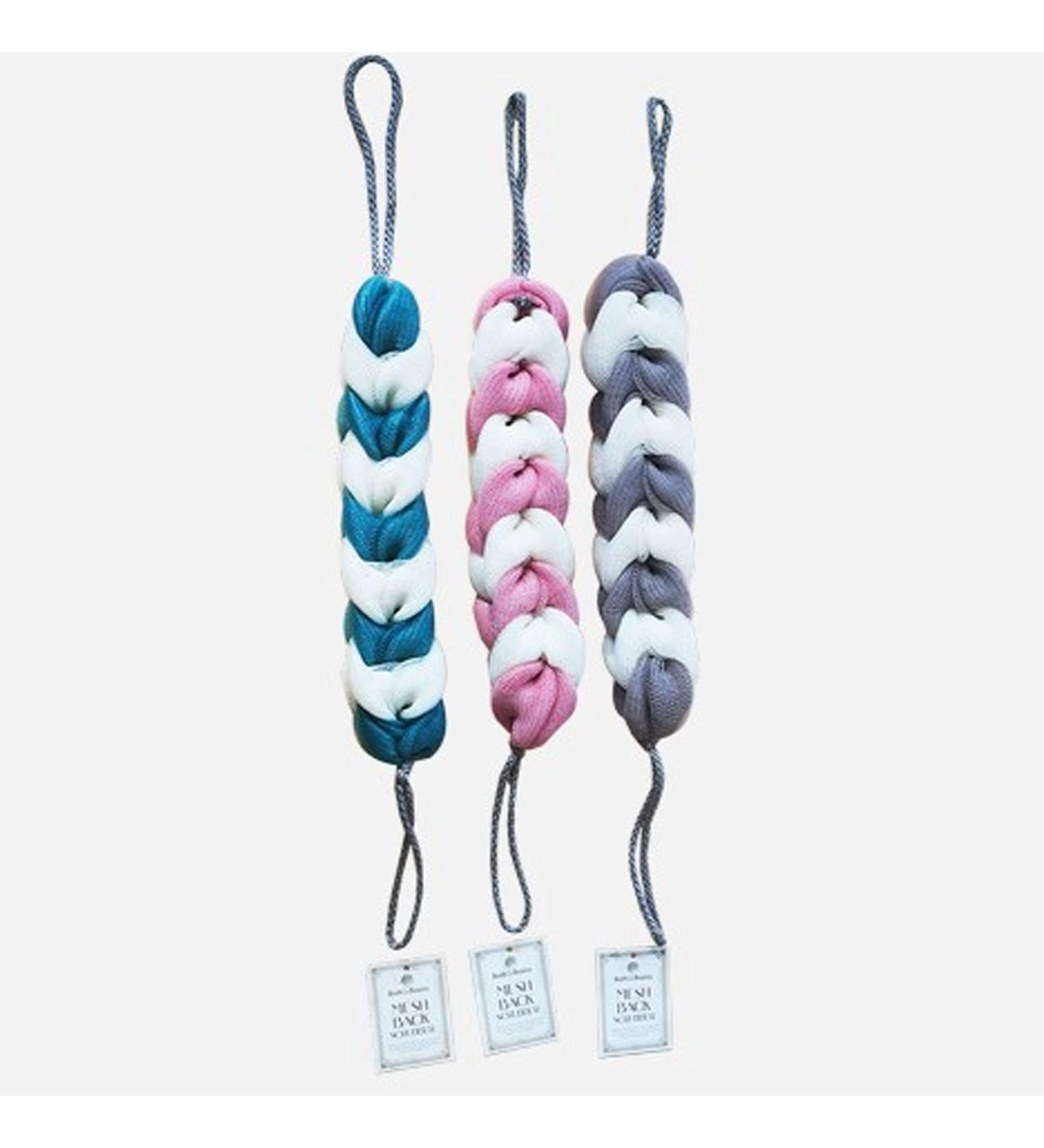 Mesh Sponge Braided Back Rope Exfoliating Body Brush for Bath, Shower, and Spa - Buy Online on GoSupps.com