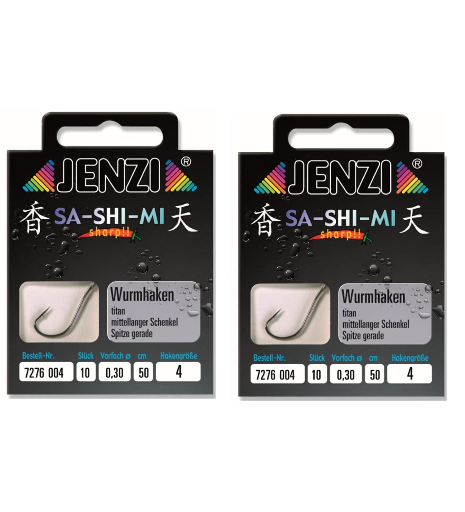 Set # 2 packs (20 pieces) Worm hook from Jenzi finished hook sizes 2 4 5 6 8 10 12 14 50 cm +free Petri Heil!Sticker hook size 4