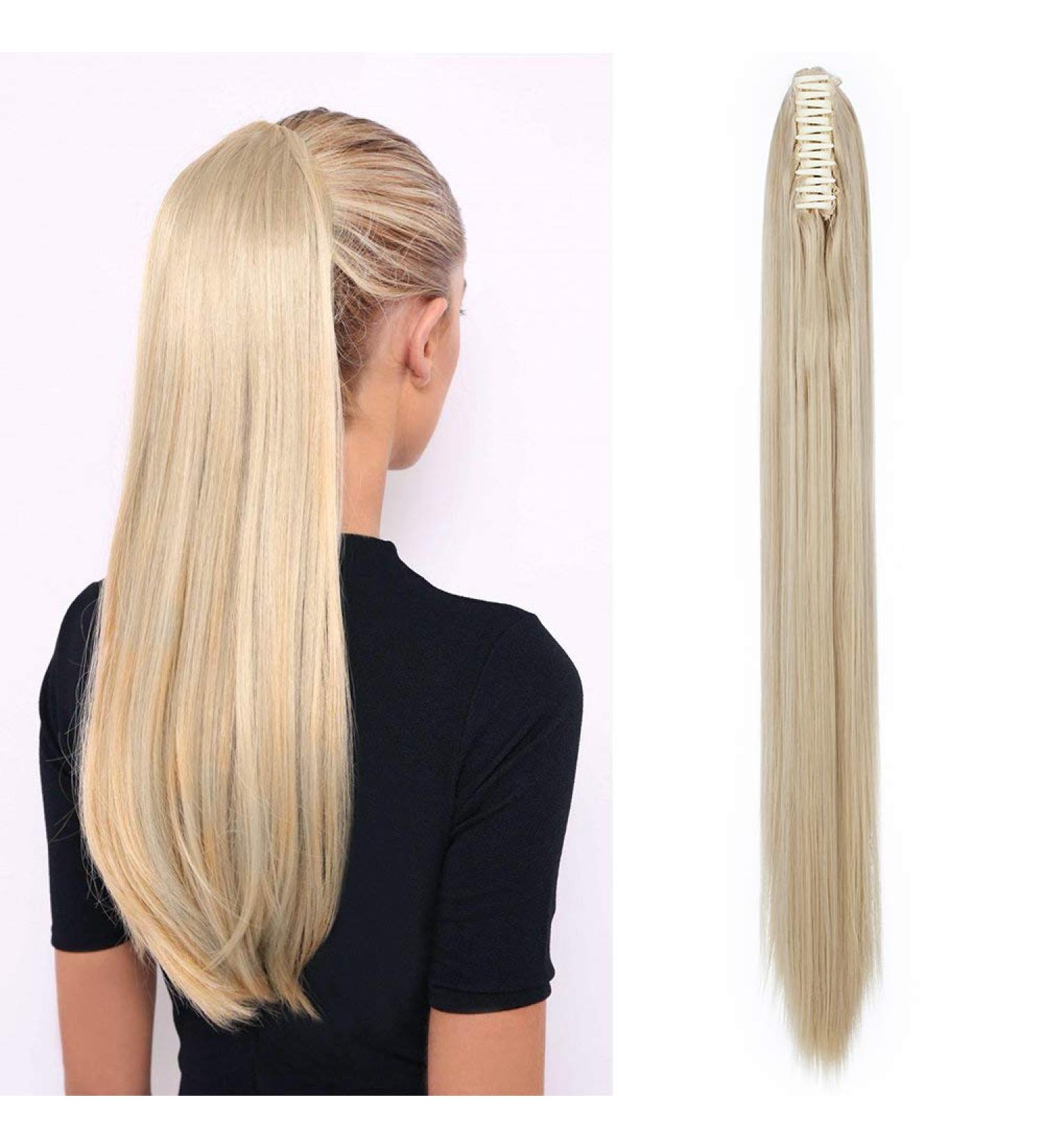 Sego 26 Heat-Resistant Ponytail Extension - Ash Blonde Mix with Butterfly Clamp - 150g Braid Hair Piece for Natural Look - Buy Online on GoSupps.com