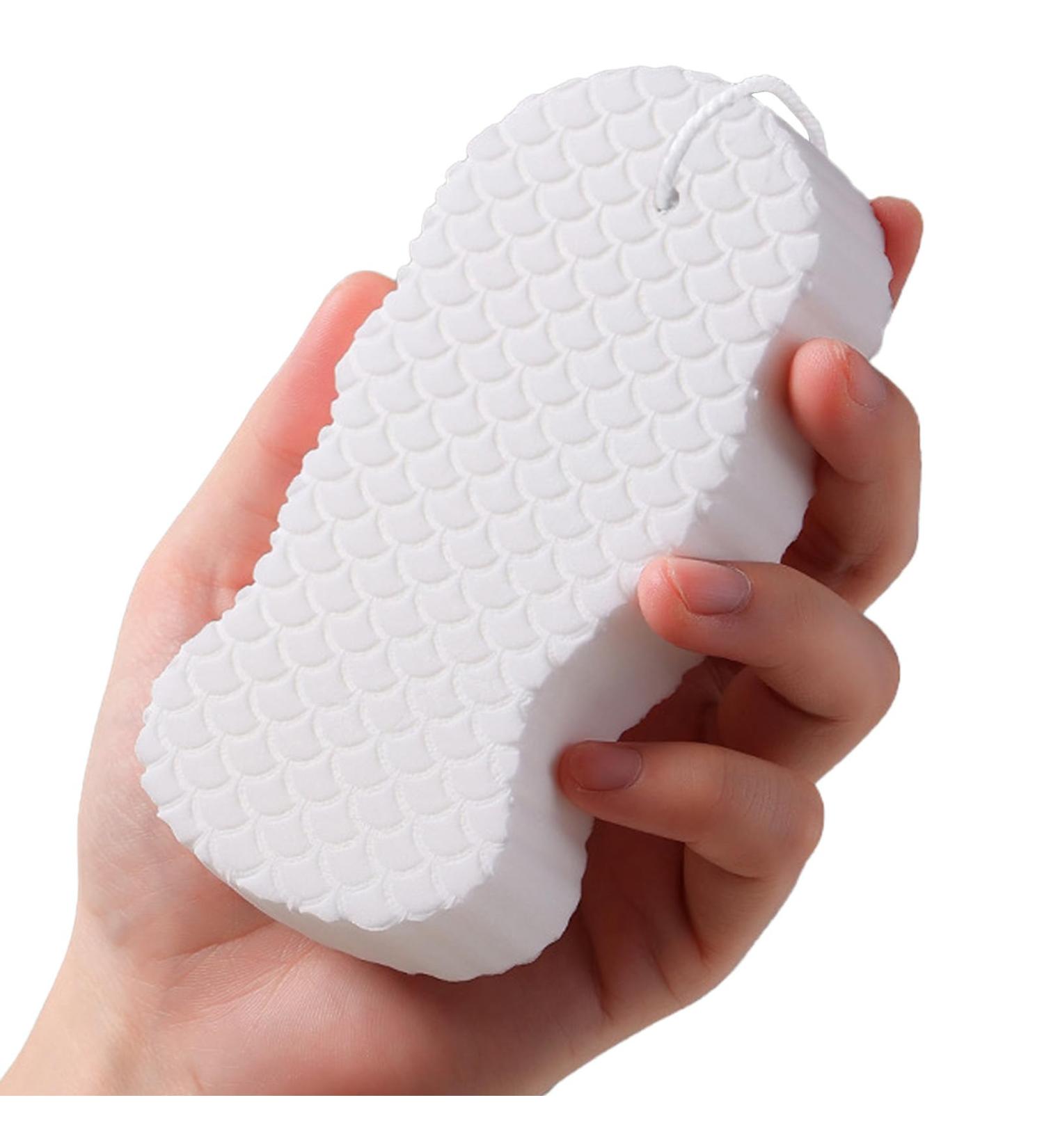 Super Soft Exfoliating Bath Sponge - Amoryze 3D Reusable Exfoliator (2 Pcs White) | Beyond Draw for Smooth Skin - Buy Online on GoSupps.com