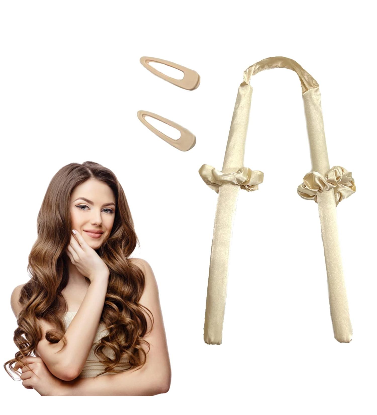 Black Heatless Curling Rod Headband for Long Hair | Overnight Curls with Silk Hair Ties - Buy Online on GoSupps.com