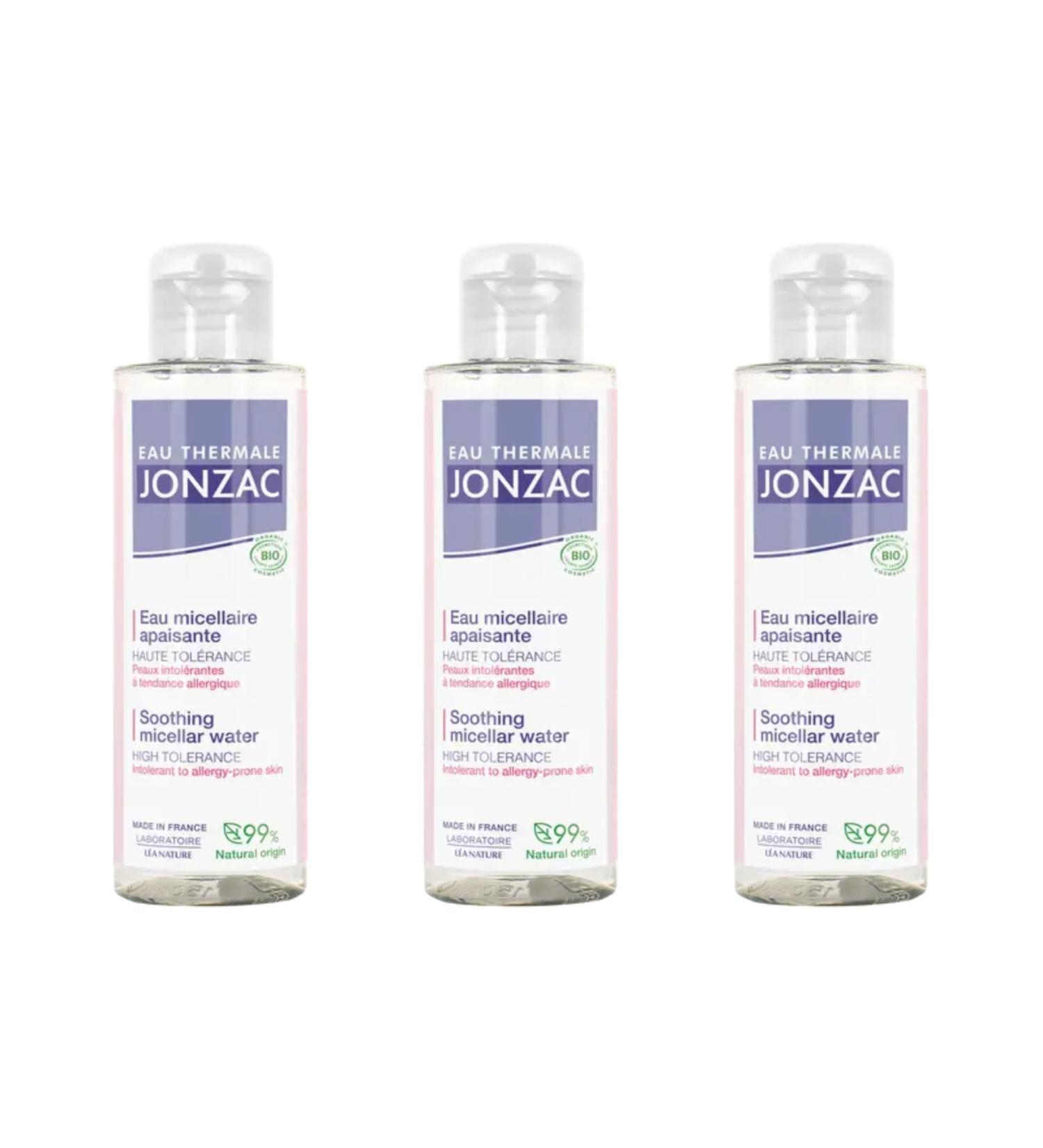 JONZAC Eau Thermale Jonzac | Soothing Micellar Water - Reactive Control | Cleanses - Removes Make-Up - Soothes | High Tolerance | Reactive & Intolerant Skin | 99% Natural Origin | Pack of 3 x 100 ml