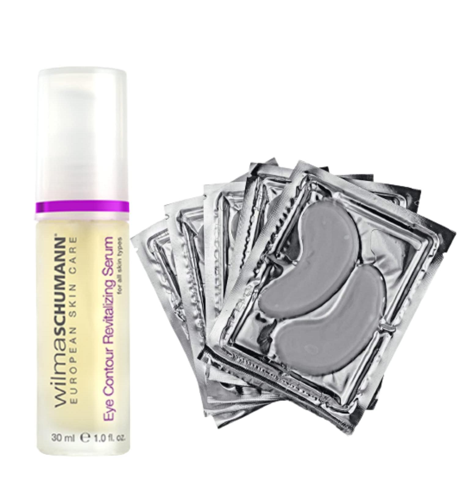 WILMA SCHUMANN Under Eye Mask Patches - 5 Pack + Contour Eye Serum 30ML for Puffy Eyes, Dark Circles, Wrinkles - Reduce Appearance with Fine Line Treatment - Buy Online on GoSupps.com
