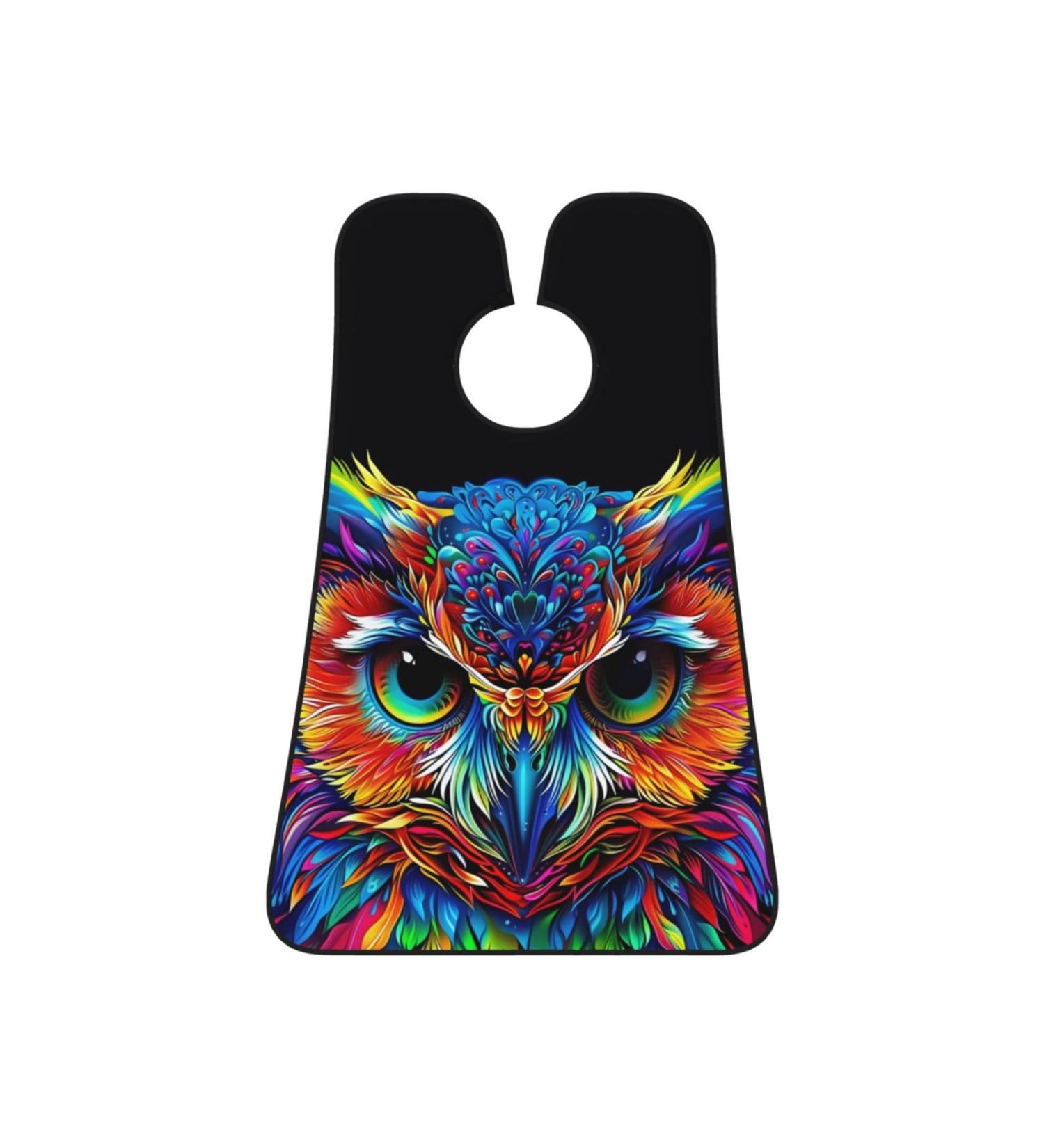 Colorful Owl Print Beard Bib Apron - Non-Stick Hair Catcher Perfect Gift for Men | One Size Black - Buy Online on GoSupps.com