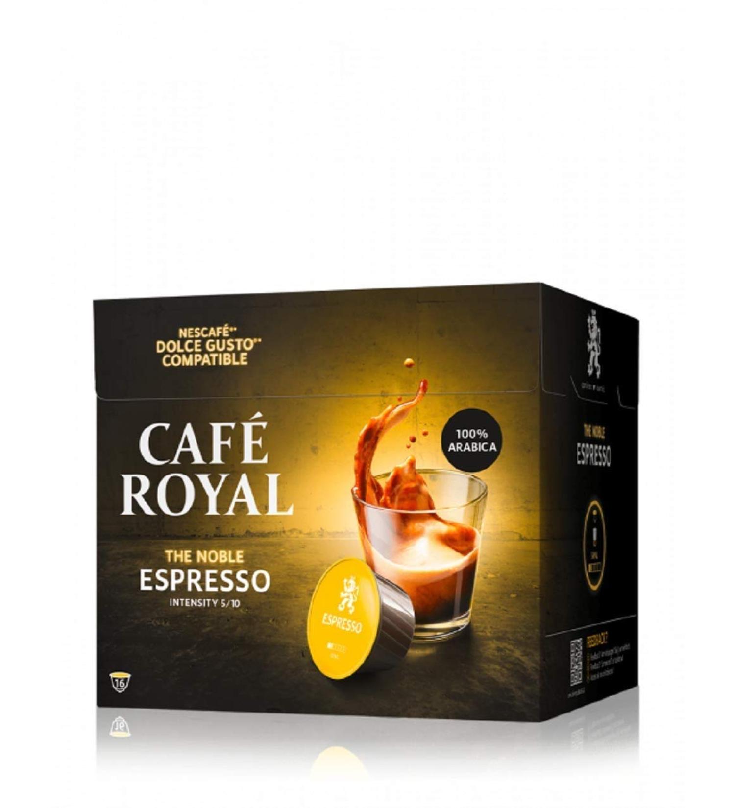 Caf Royal Espresso 48 capsules Compatible with the Nescaf (R)* Dolce Gusto(R)* system - Pack of 3X16 - intensity 5/10 - UTZ certified - 100% Arabica - Buy Online on GoSupps.com