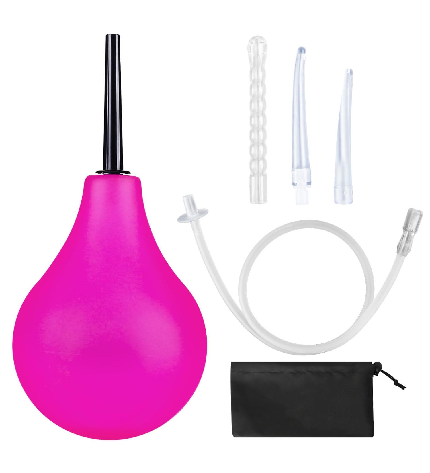 Enema Bulb 7.6oz Douche Kit - 4 Nozzles for Men & Women - Purple with Storage Bag | International Shipping - Buy Online on GoSupps.com