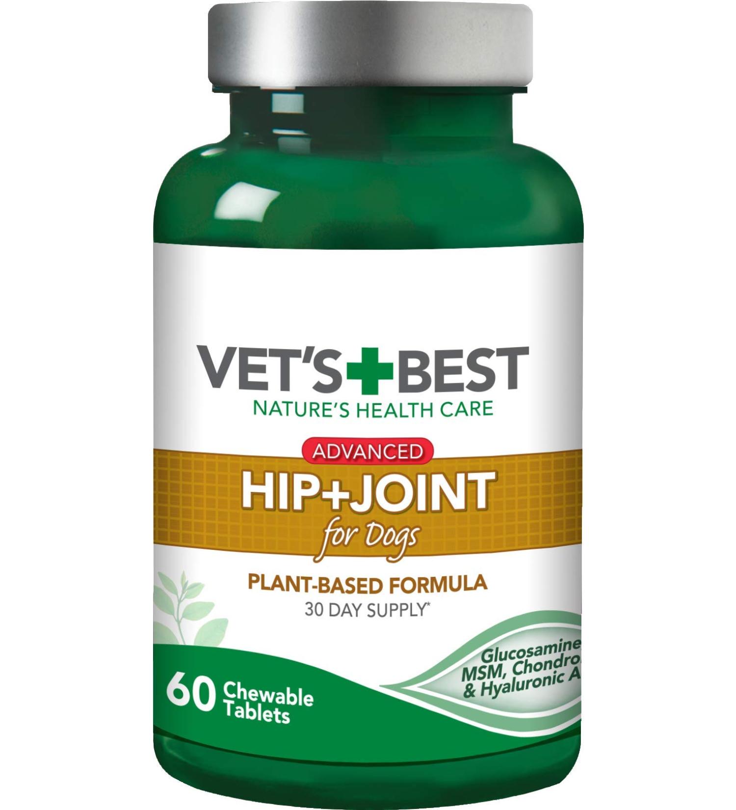 Vet's Best Advanced Hip & Joint Supplements for Dogs Supports Joint and Cartilage Health in Dogs 60 Chewable Tablets - Buy Online on GoSupps.com