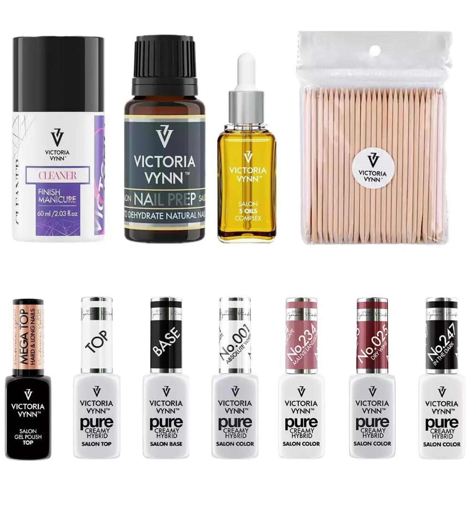 Victoria Vynn Pure Creamy Hybrid Base and Top Sets with Specialist Nail Prep and Manicure Accessories