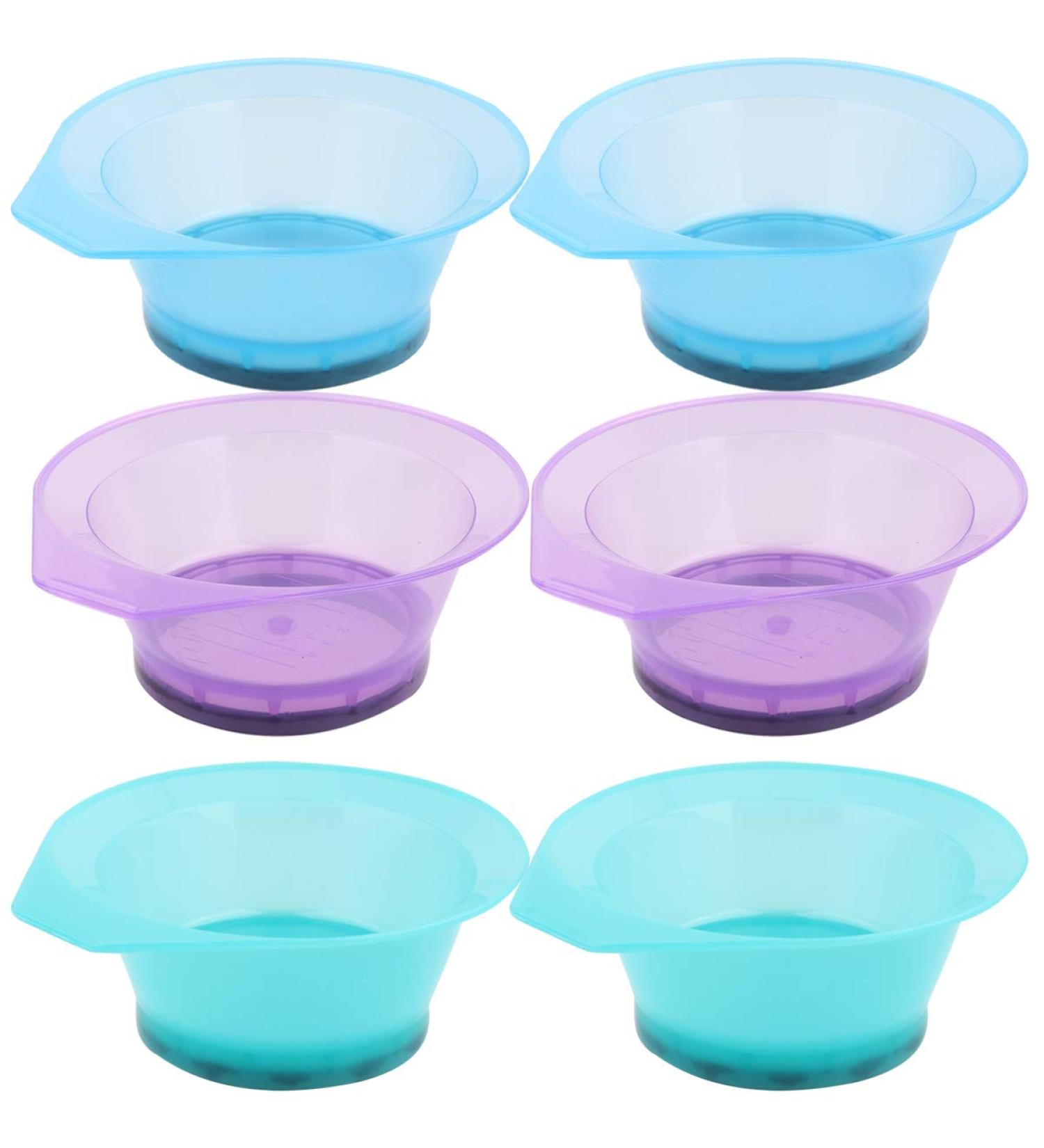 Lurrose 6-Piece Hair Color Mixing Bowl Set | Professional Plastic Hair Dye Bowls for Salon & Hairdressers - Random Colors - Buy Online on GoSupps.com