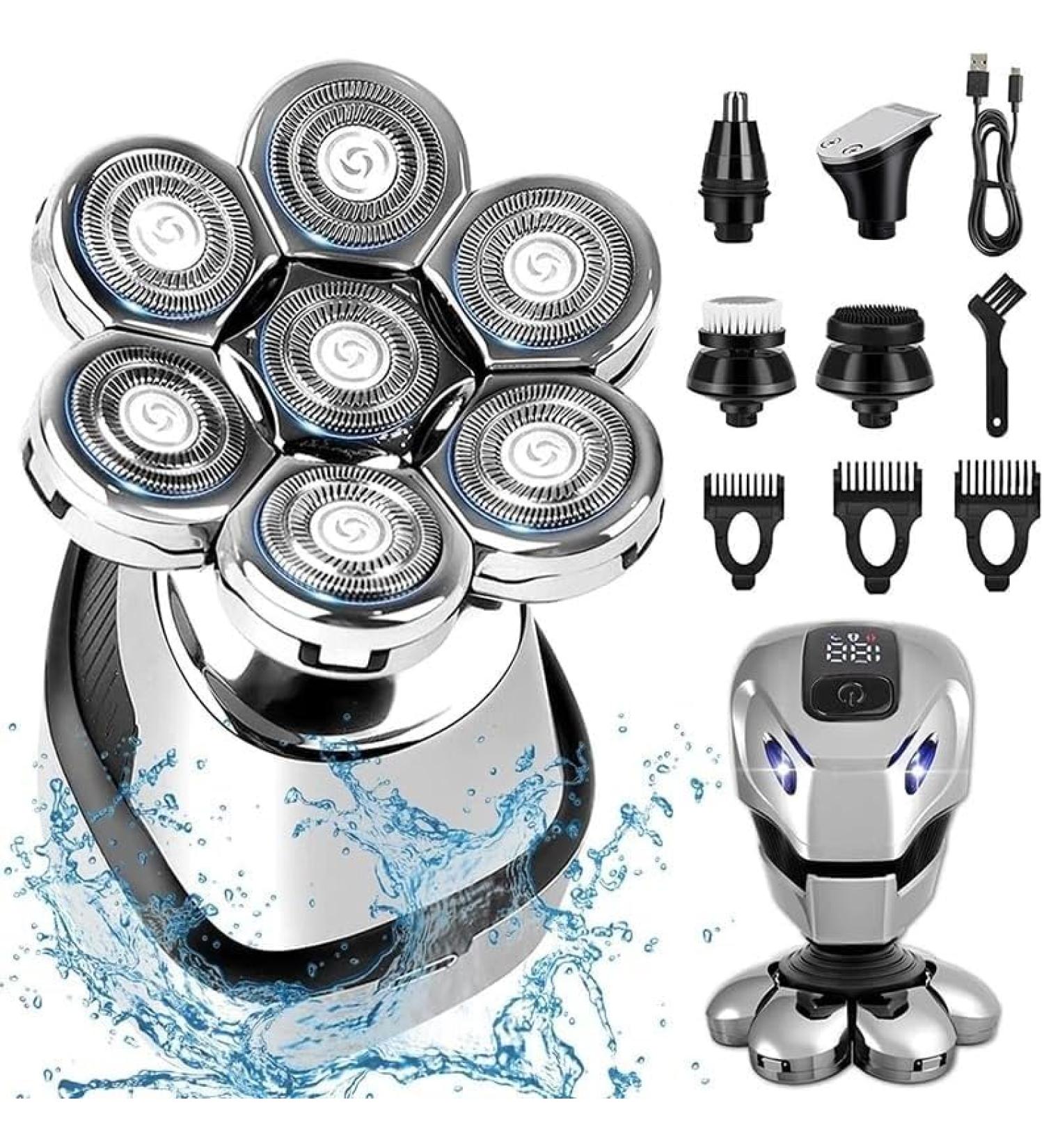 Buy 7D Electric Razor for Men - Waterproof 5-in-1 Cordless Shaver 7 Blade Bald Shaver with LED Display - International Shipping Available - Buy Online on GoSupps.com