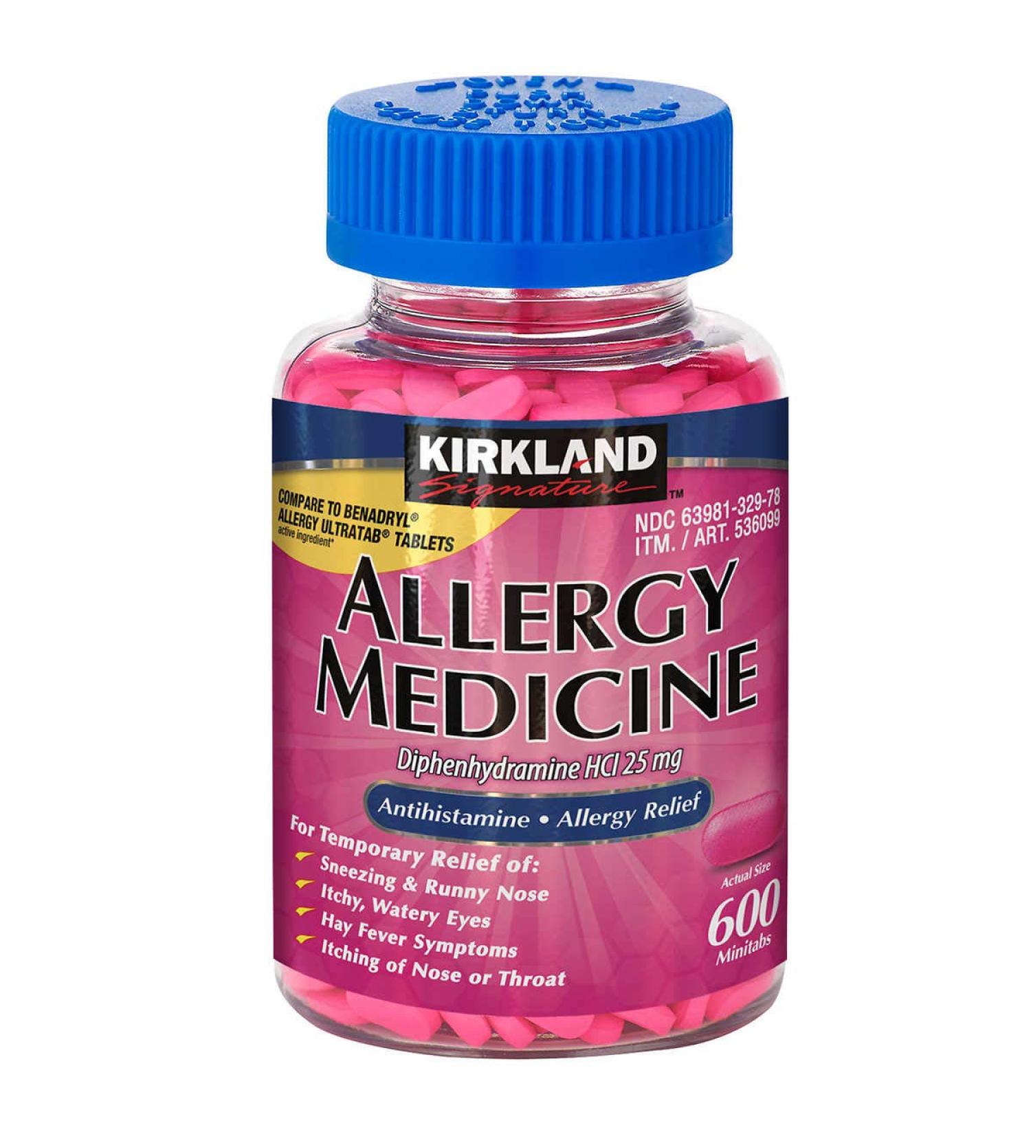 Kirkland Signature Allergy Medicine 25 mg 600 Minitabs (5 Pack)