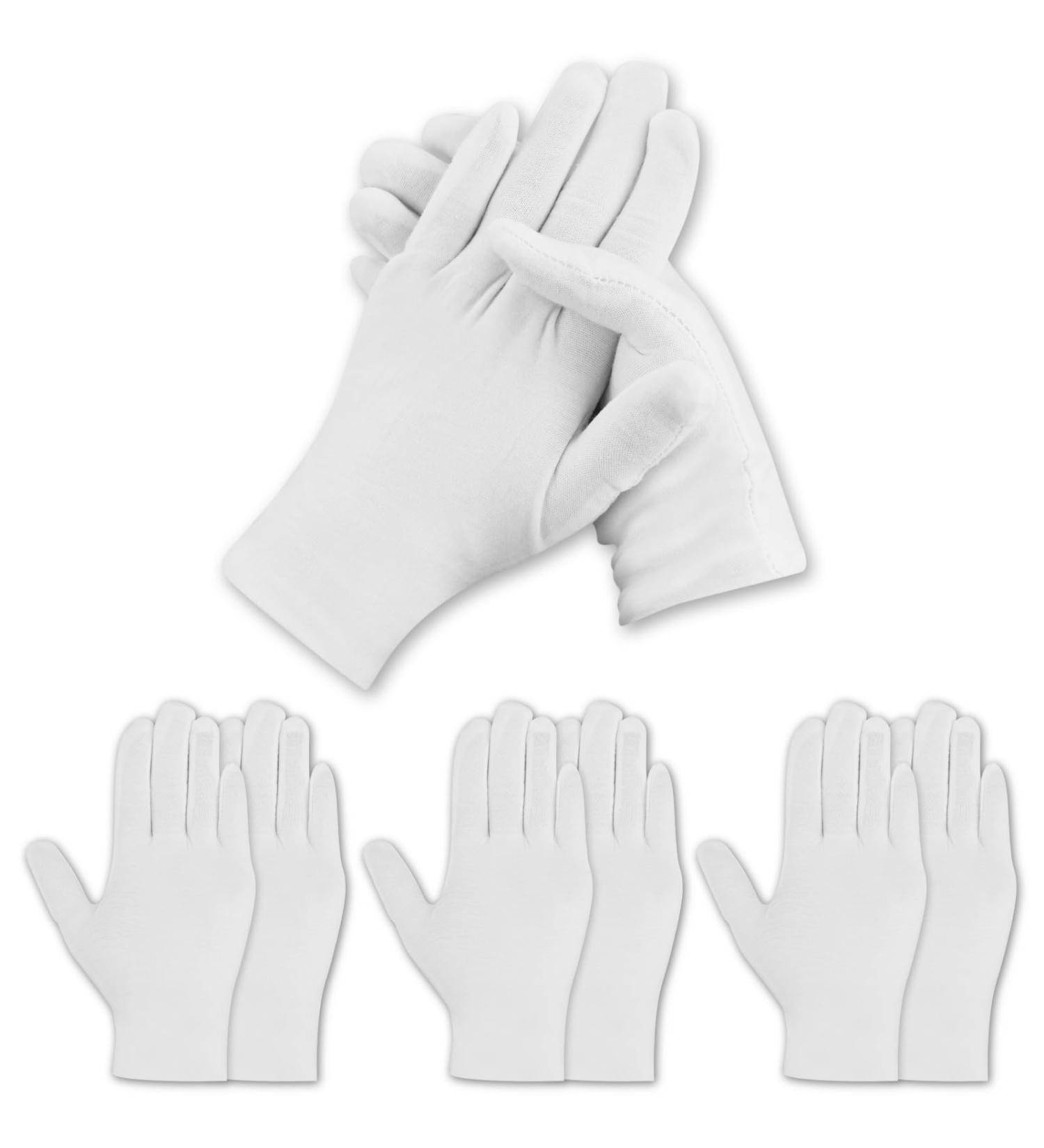 3 Pairs of 100% Cotton White Gloves - Soft Moisturizing Jersey Fabric Gloves Size L (27 cm) - Perfect Protective Handwear for All - Buy Online on GoSupps.com