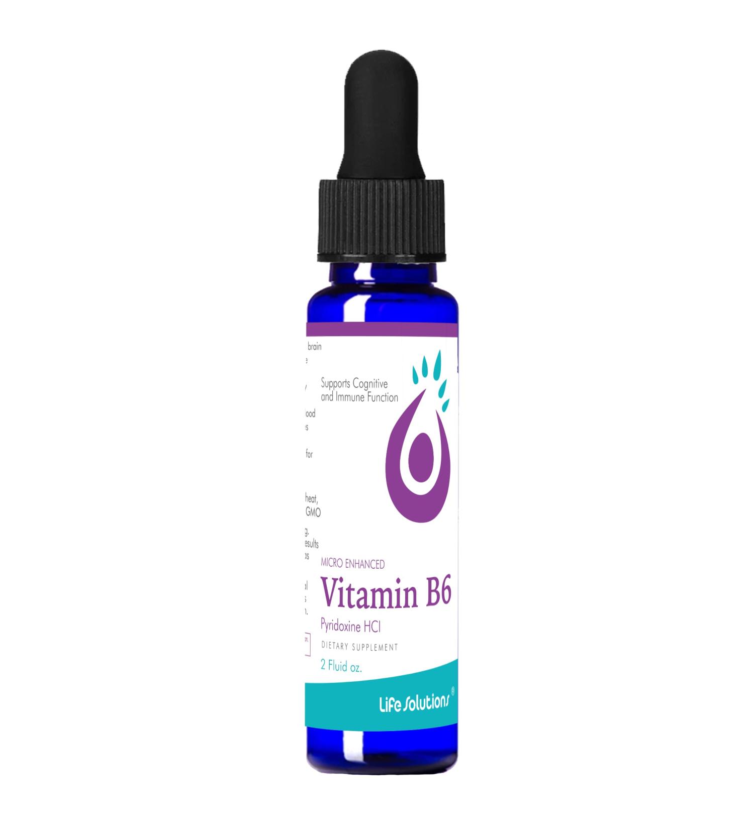 Life Solutions Vitamin B6 Pyridoxine HCI - B Vitamins Supplement B6 Vitamins 25mg - Essential B6 Supplement for Metabolism Energy and Nervous System Support 2oz Liquid Dropper - Buy Online on GoSupps.com