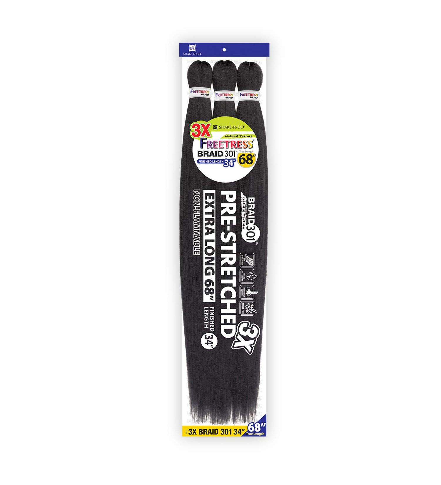 FreeTress Natural Texture Braids 3X Pre-Stretched Braid 301 34 - 5-Pack 1B - Buy Online on GoSupps.com